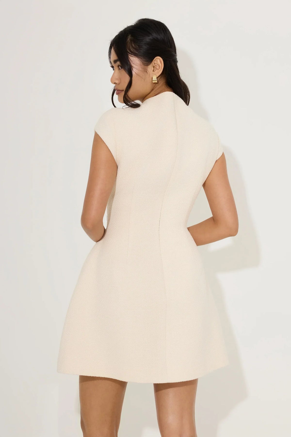 Tweed Cap Sleeve Mini Dress