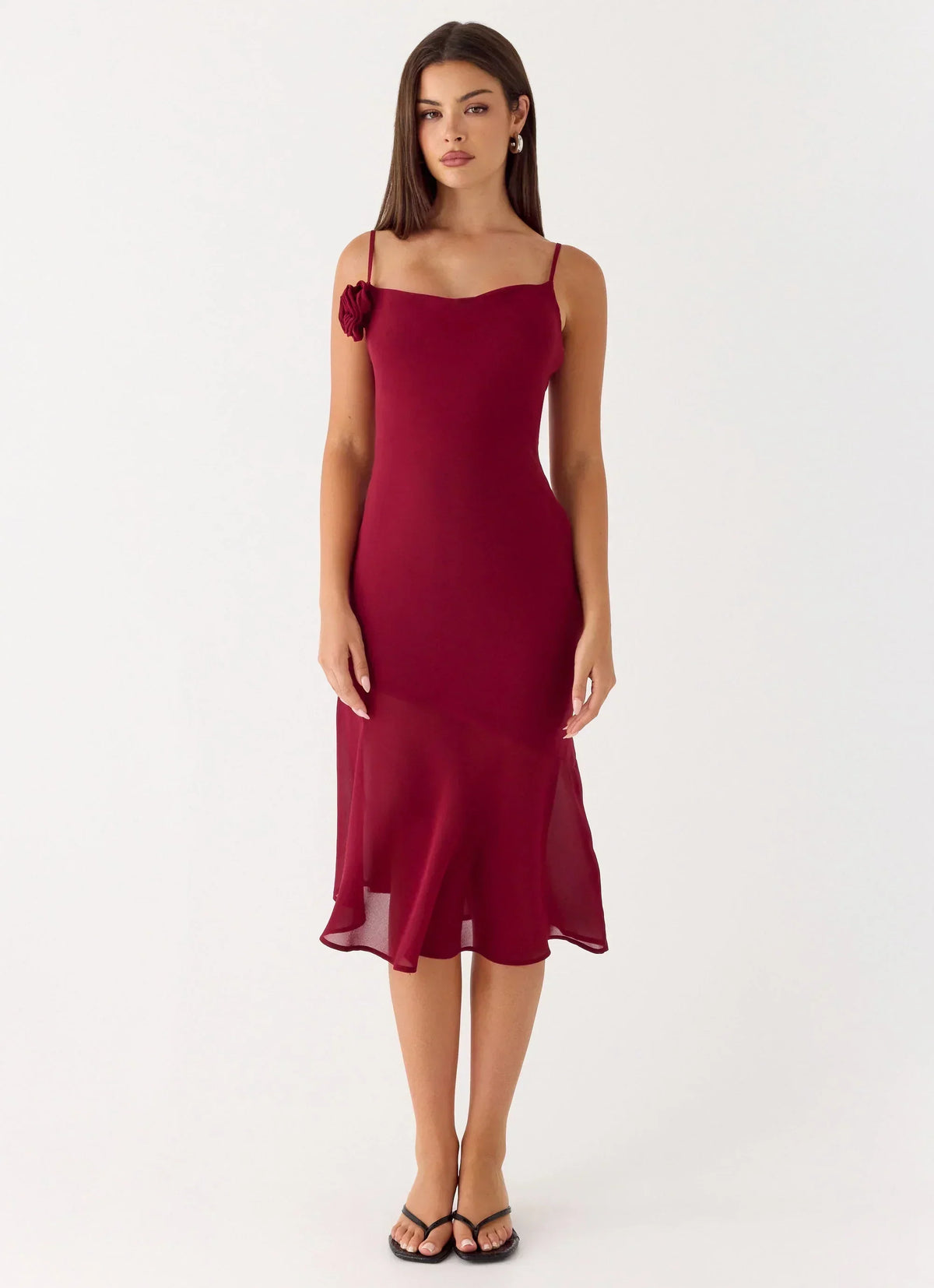 Anne Midi Dress - Deep Red
