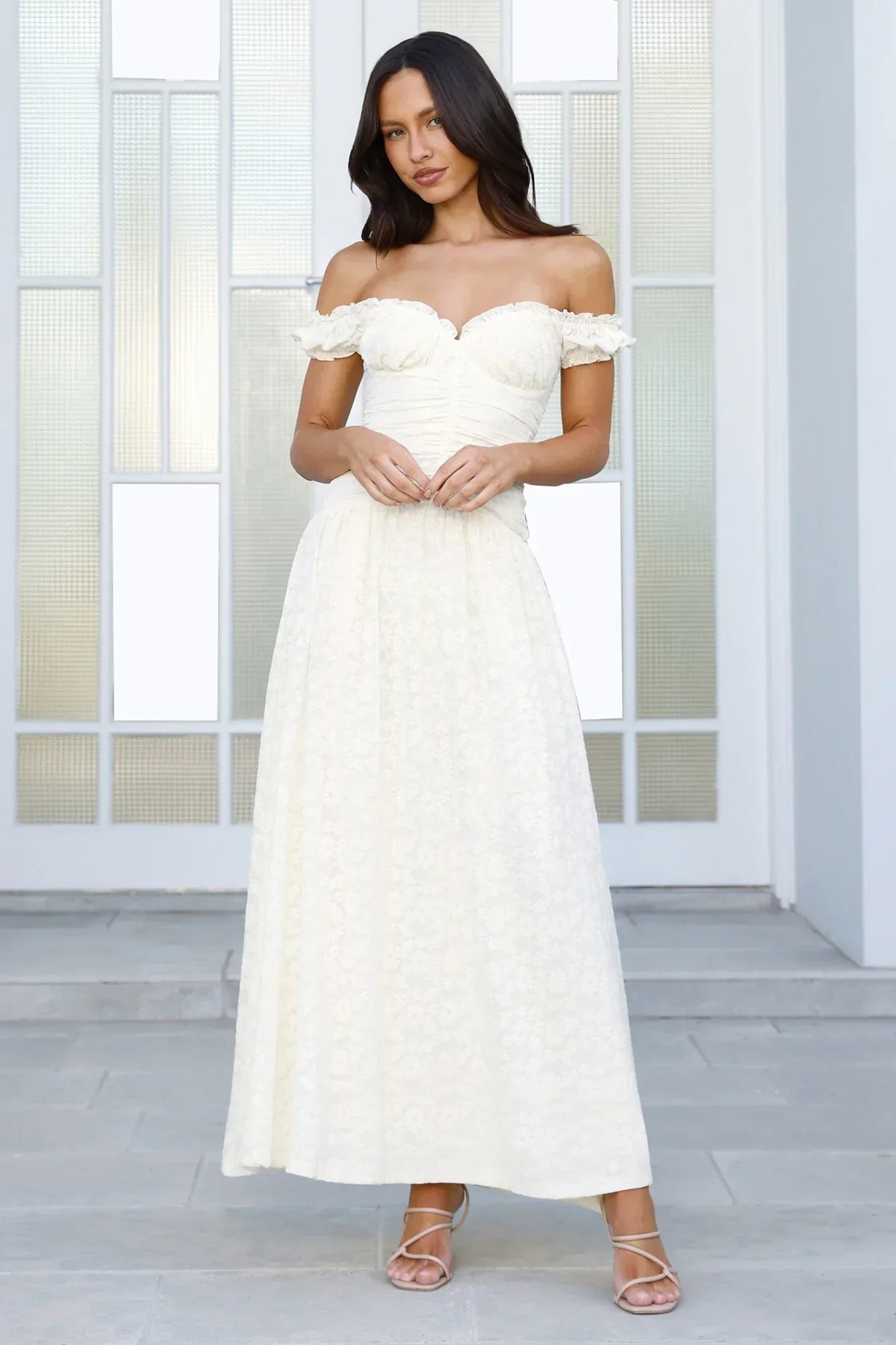 Soft Serve Off Shoulder Maxi Dress Yellow