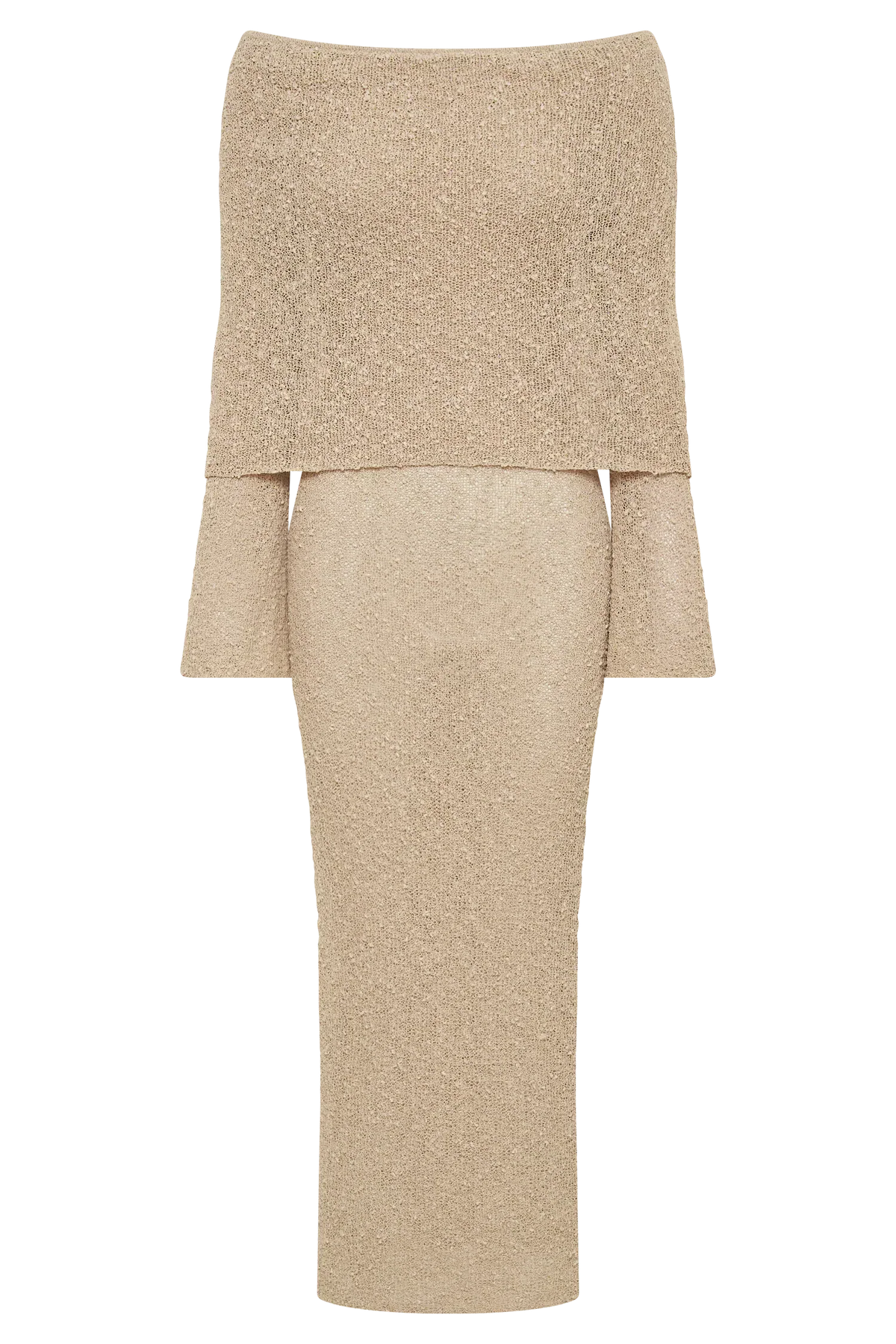 Off Shoulder Boucle Maxi Dress