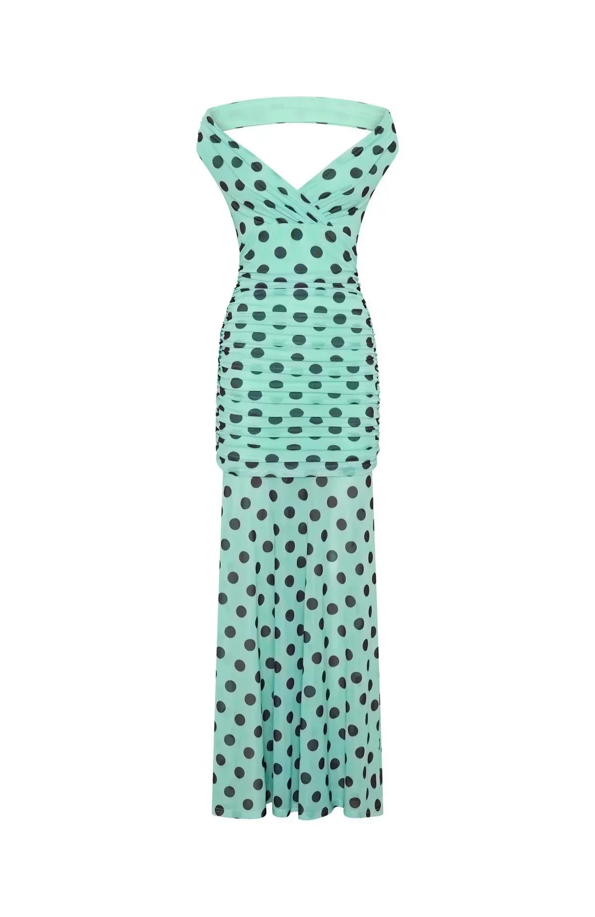 Aqua Polka Maxi Dress