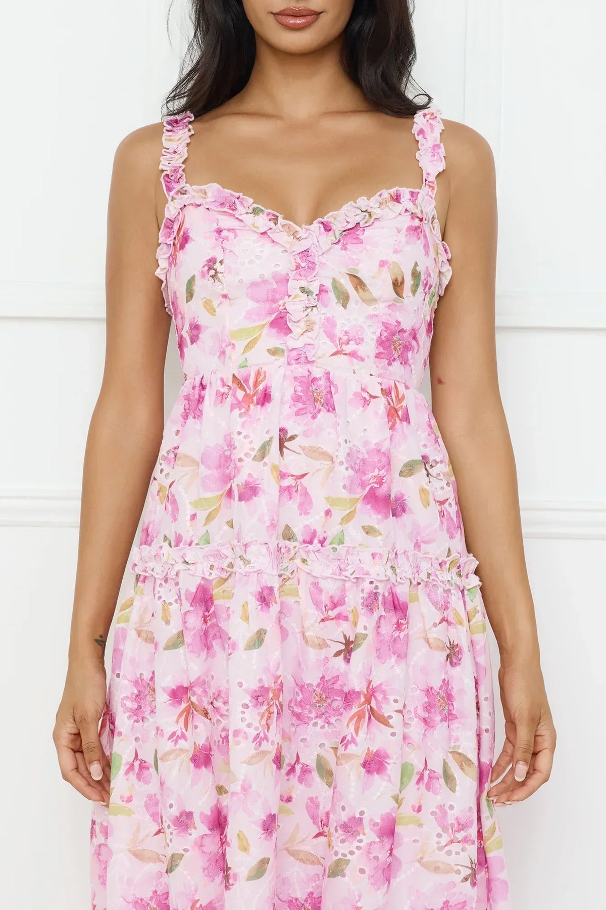 Ballet Bloom Embroidered Maxi Dress Pink