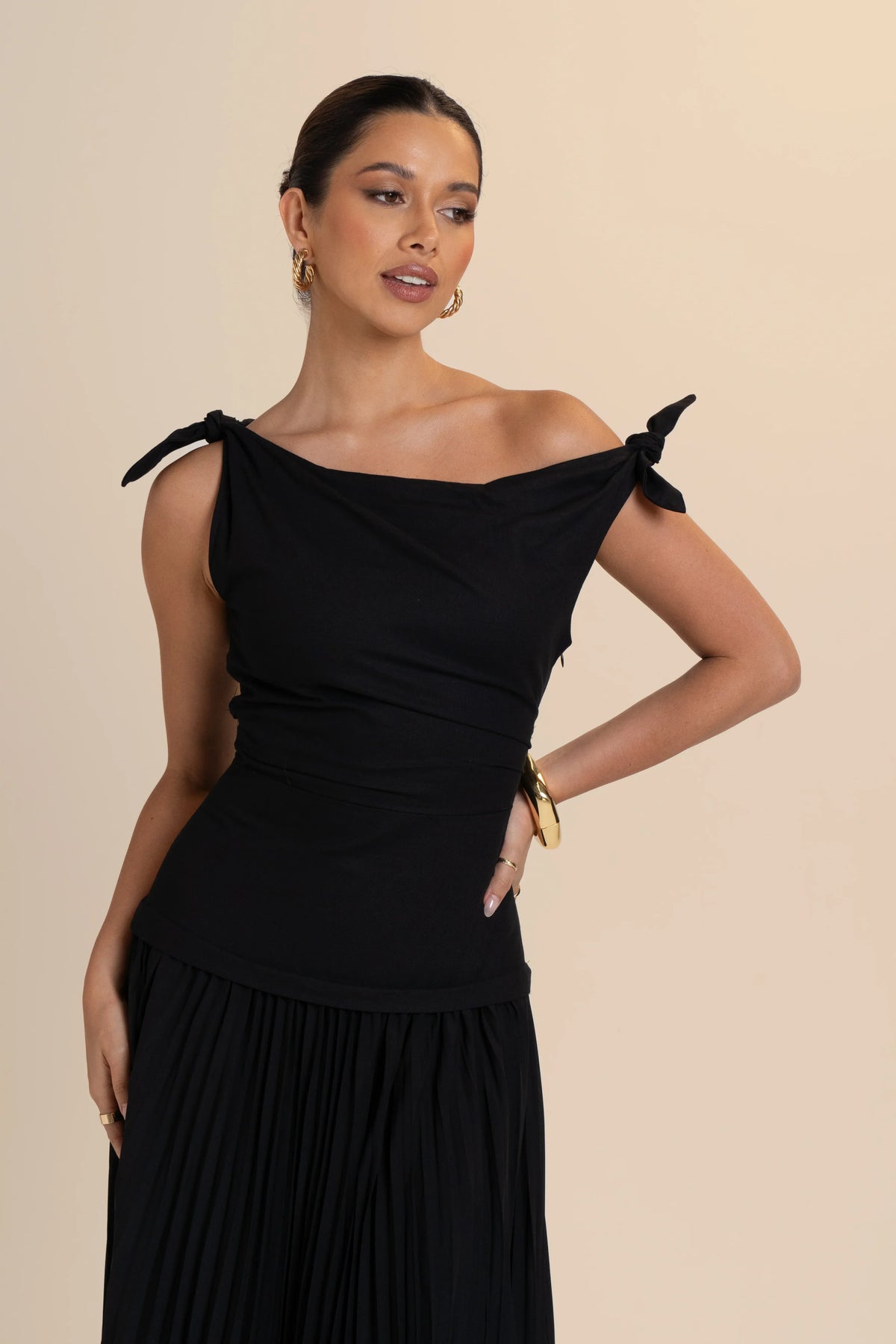 Ophelia Drop Shoulder Pleated Maxi Dress