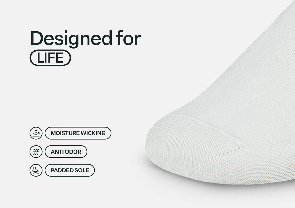 Padded Sole Diabetic Socks - White