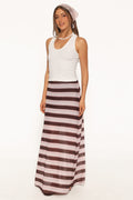 Dia Mesh Column Skirt - Pink/Brown Stripe