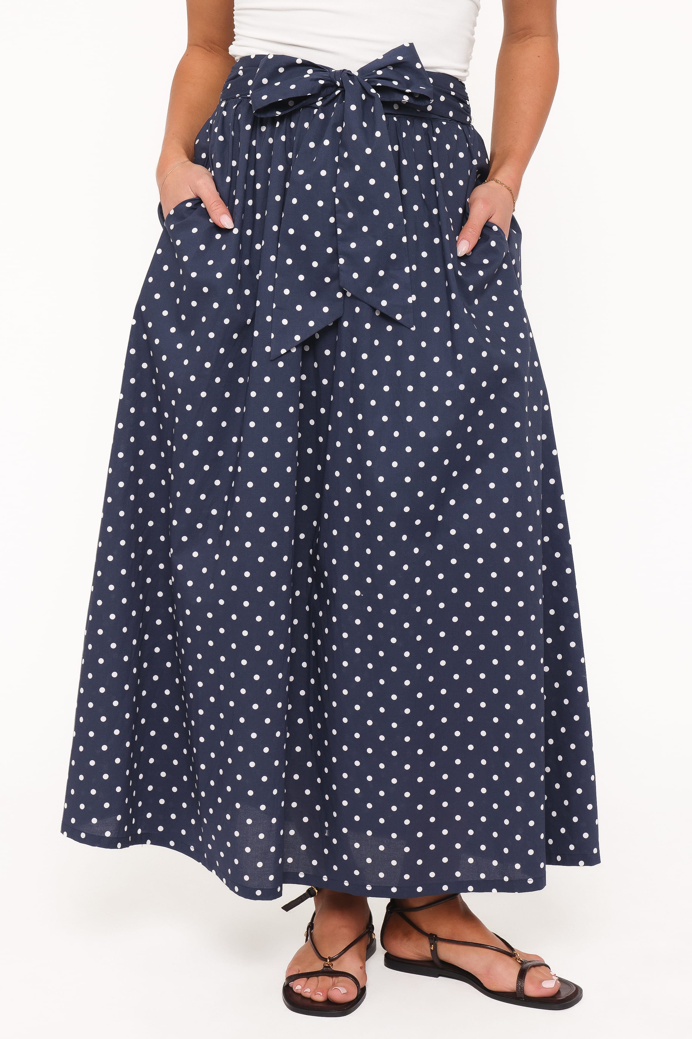 Paula Tie Waist Maxi Skirt - Navy