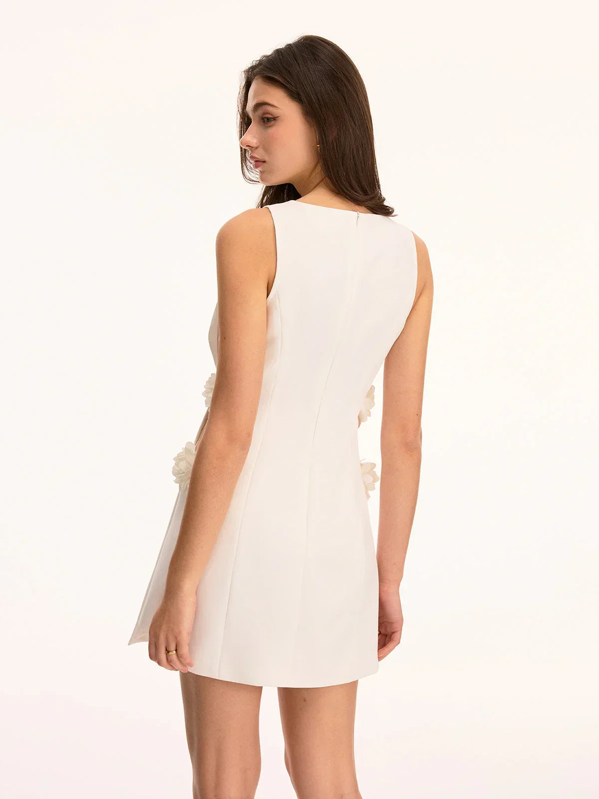 3D Floral Applique Sleeveless Mini Dress