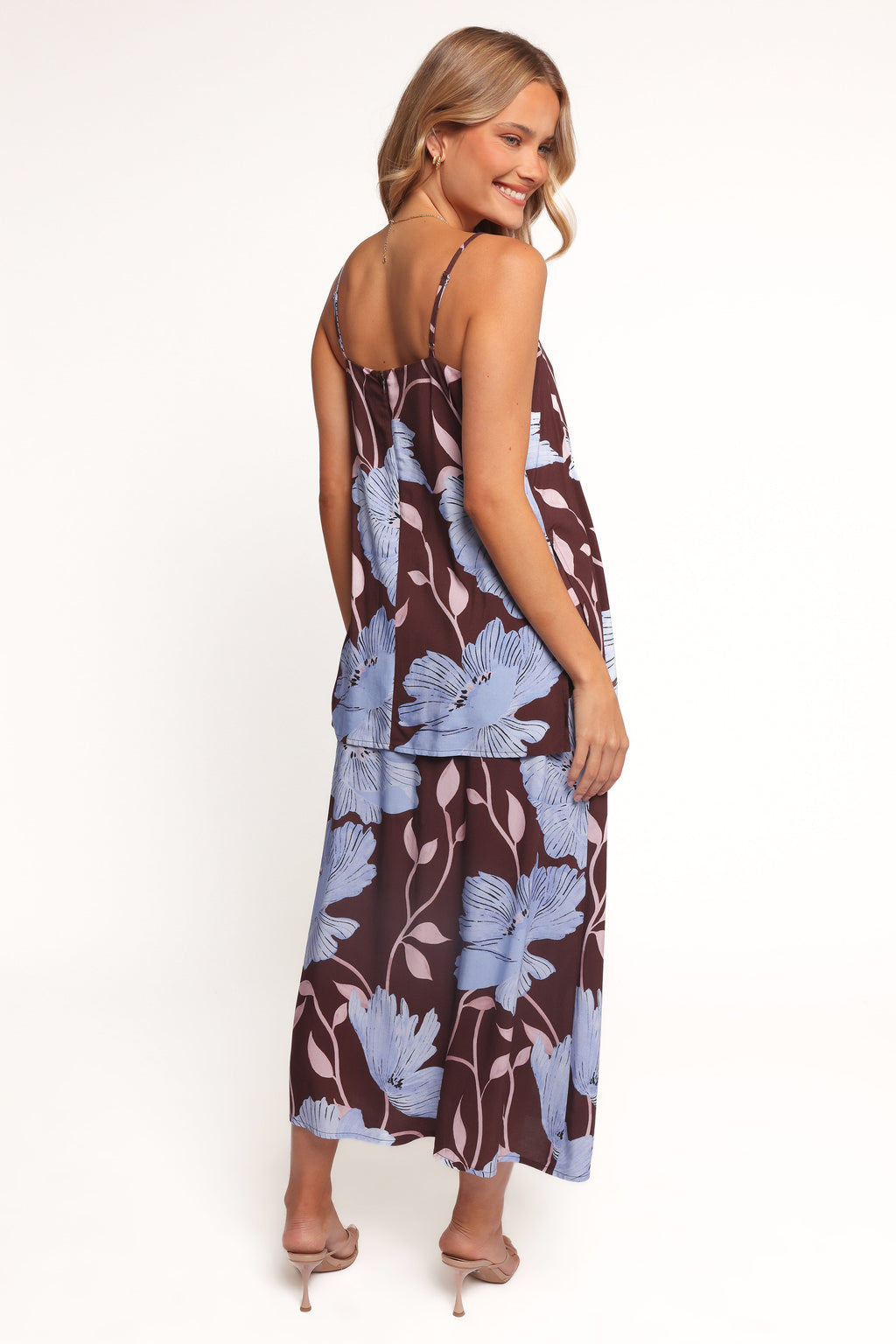 Angie Midi Skirt - Blue Poppies