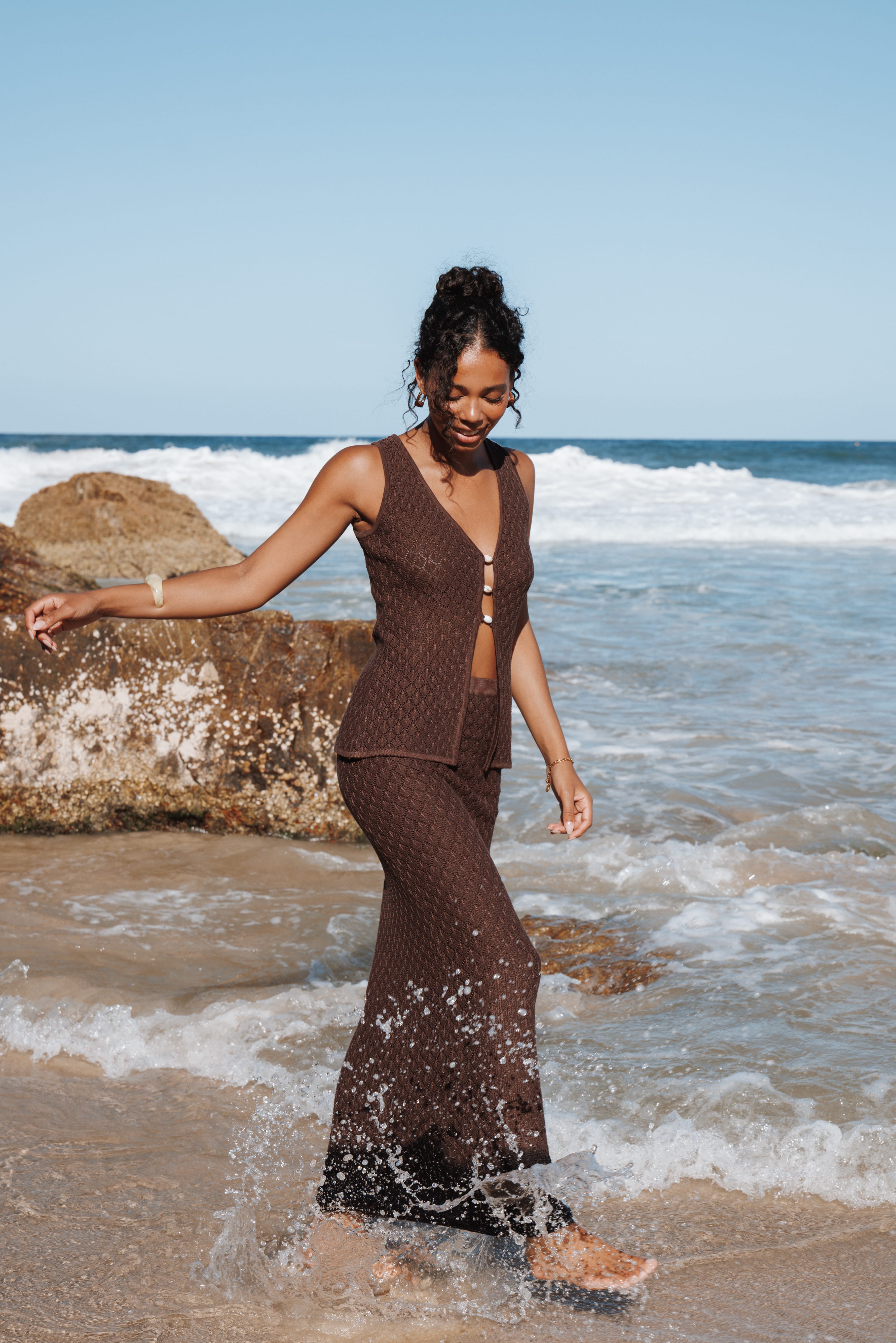 Asplie Knit Maxi Skirt - Espresso