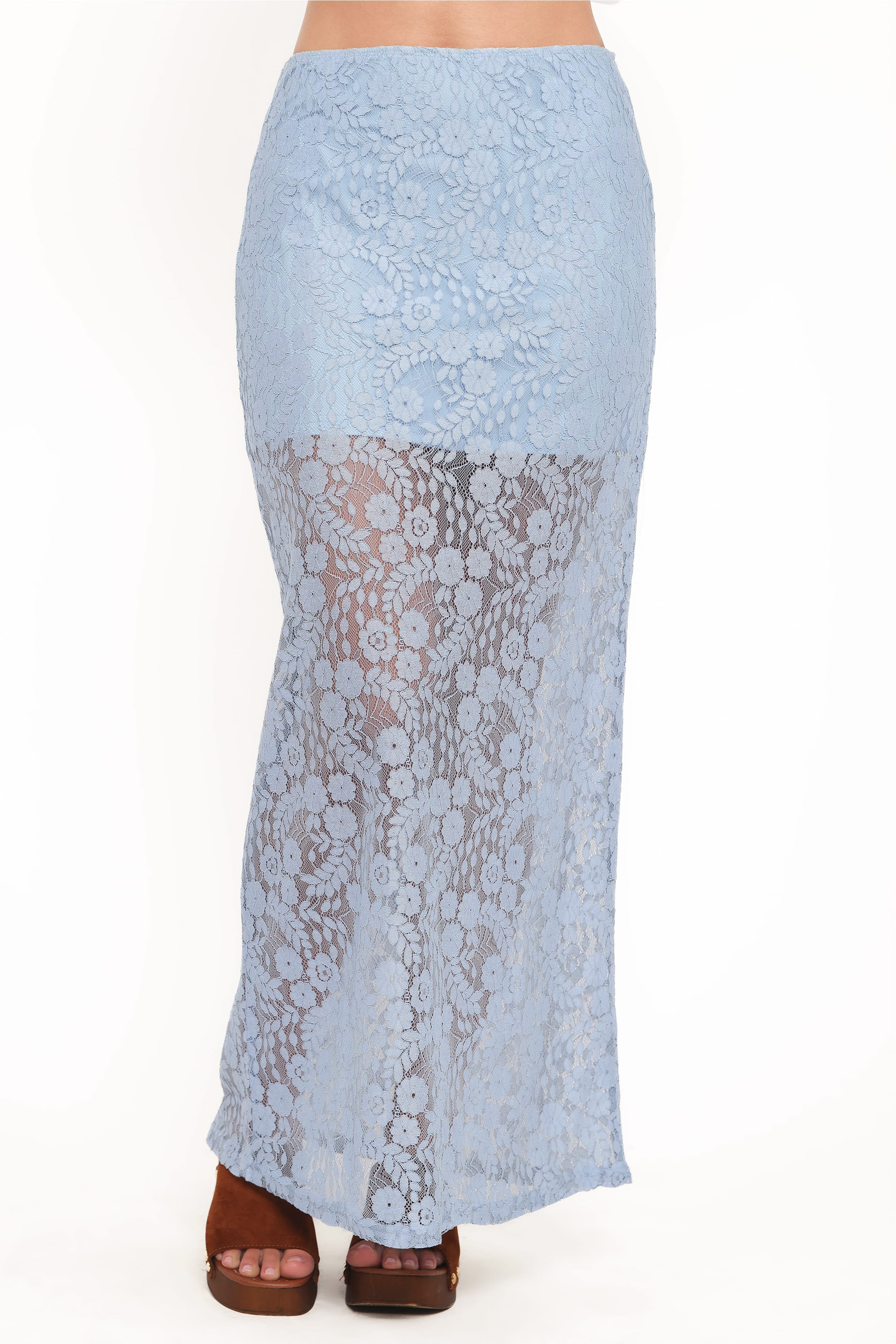 Brittany Lace Maxi Skirt - Blue