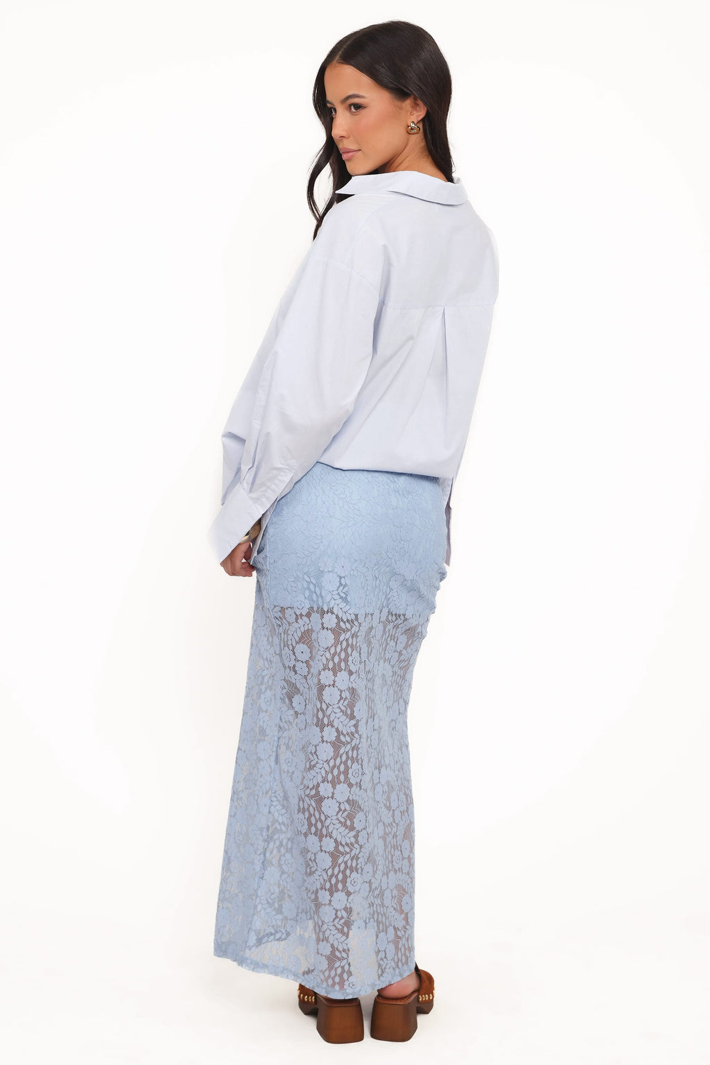 Brittany Lace Maxi Skirt - Blue