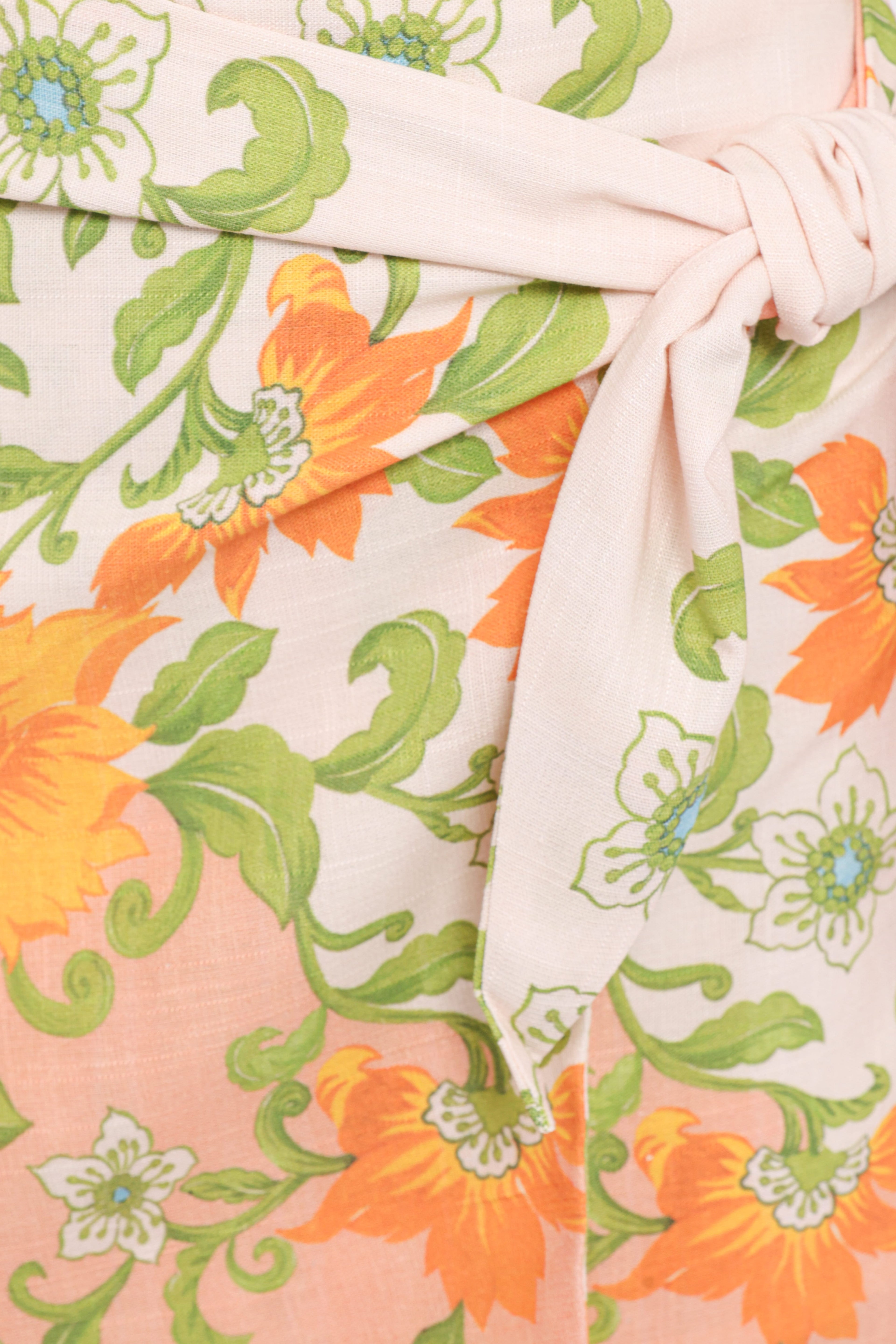 Calypso Wrap Mini Skirt - Yellow Spring Floral