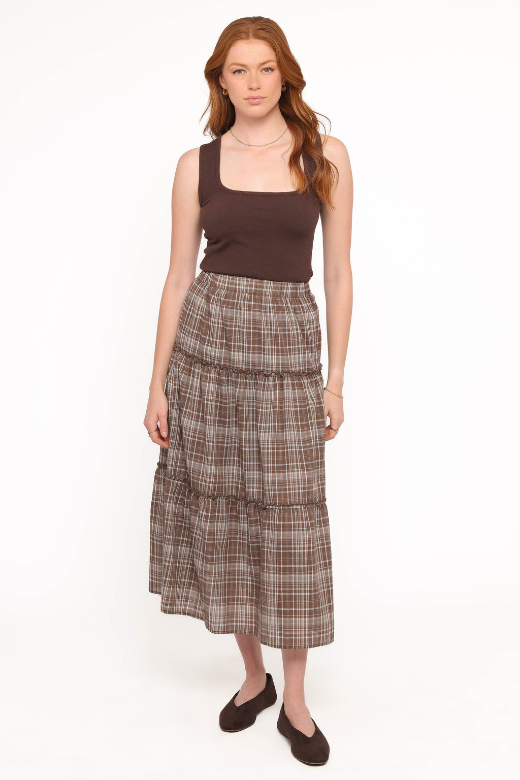 Campbell Tiered Maxi Skirt - Juno Check