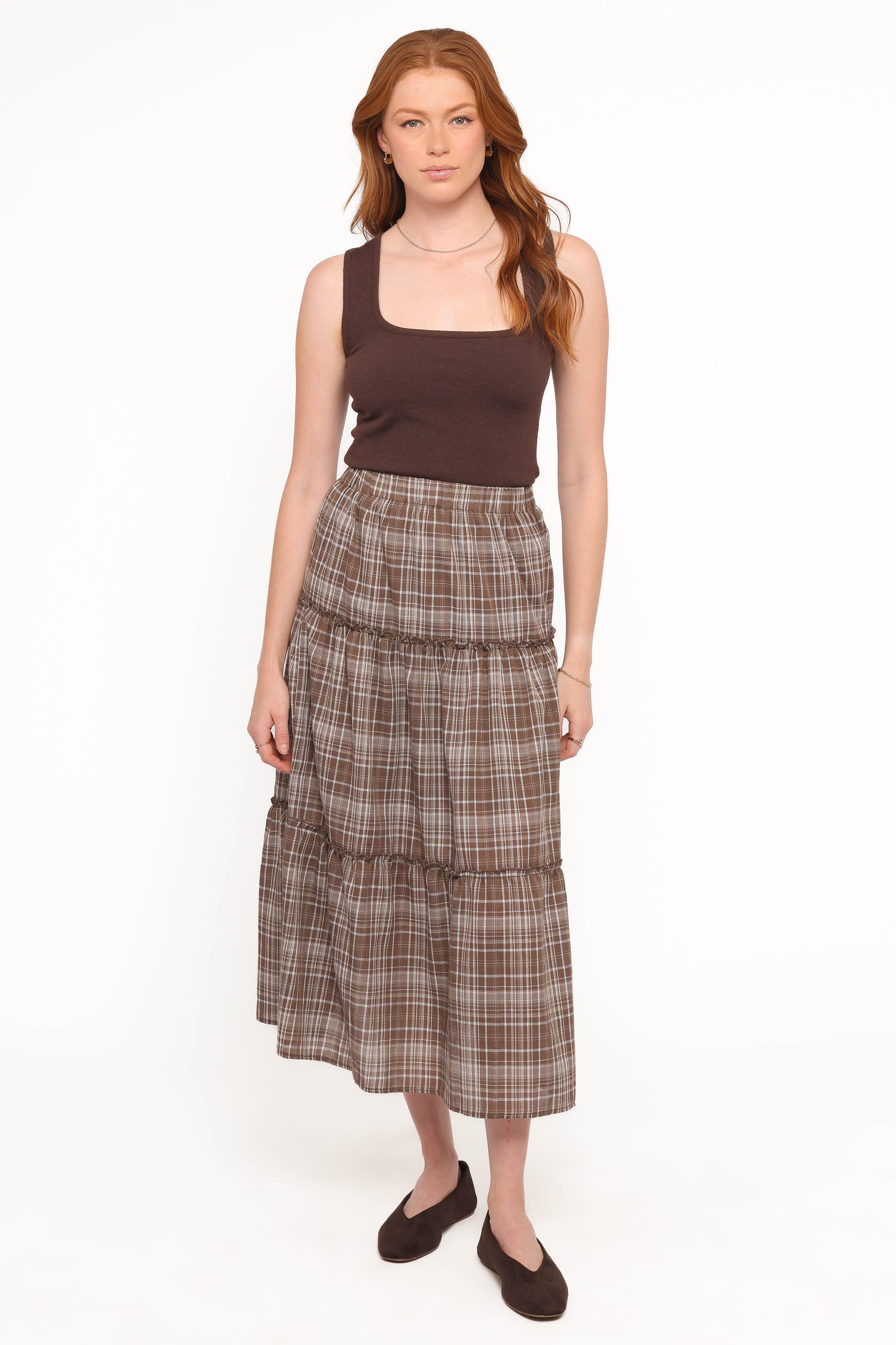Campbell Tiered Maxi Skirt - Juno Check