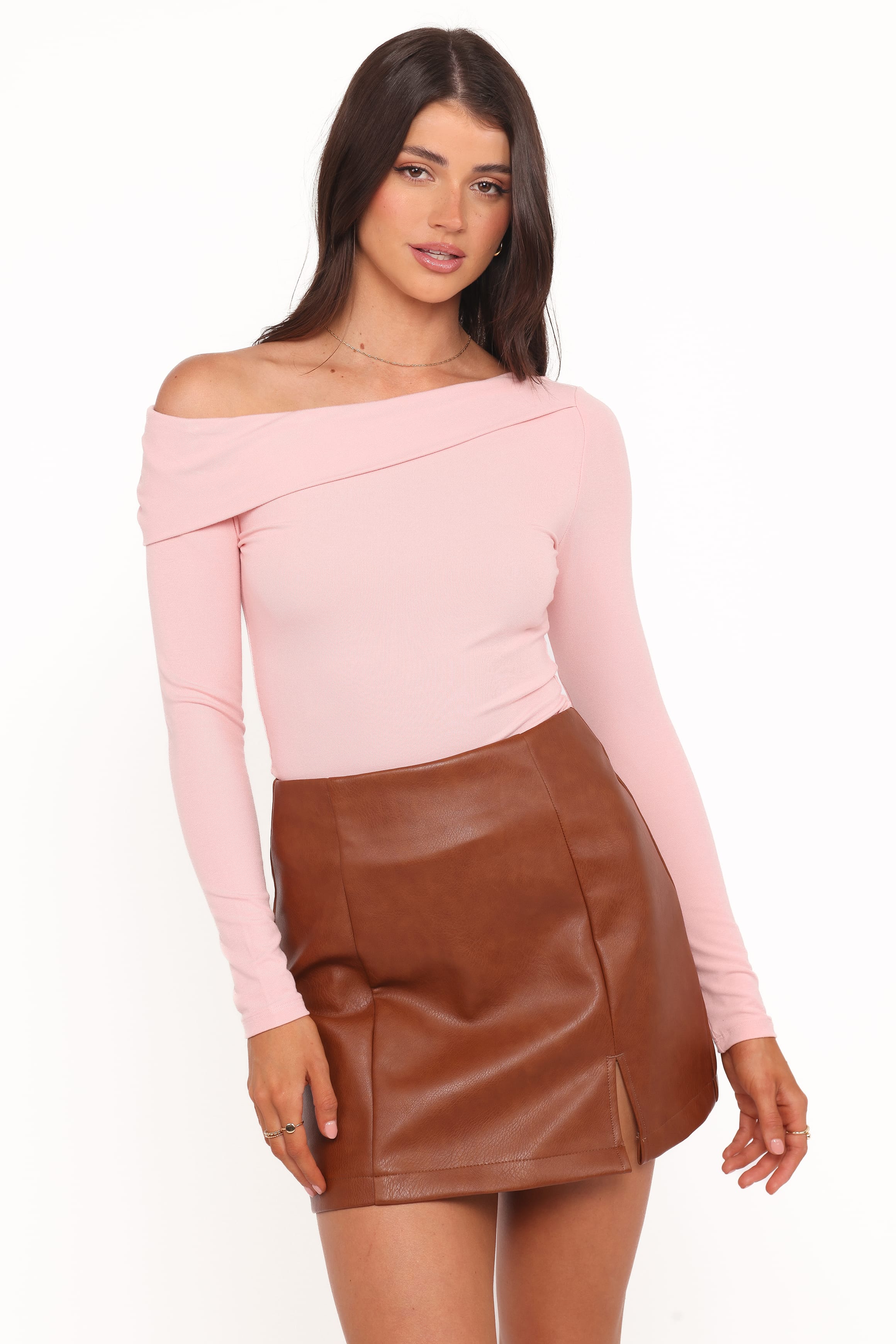 Catania Faux Leather Mini Skirt - Camel Brown