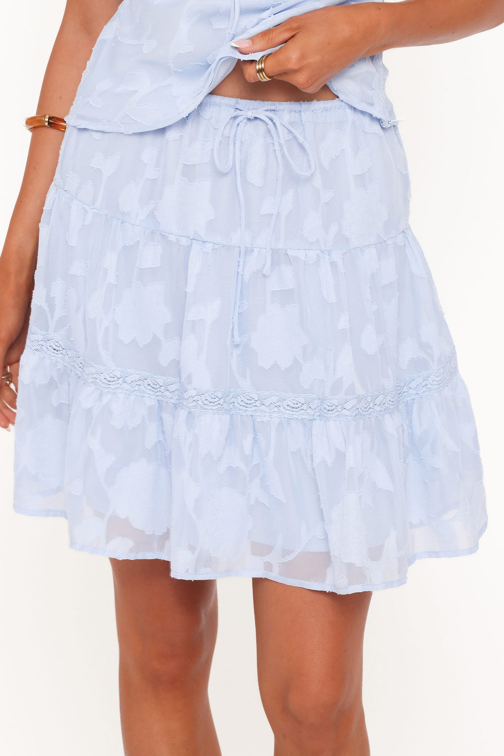Clodagh Textured Tiered Mini Skirt - Powder Blue
