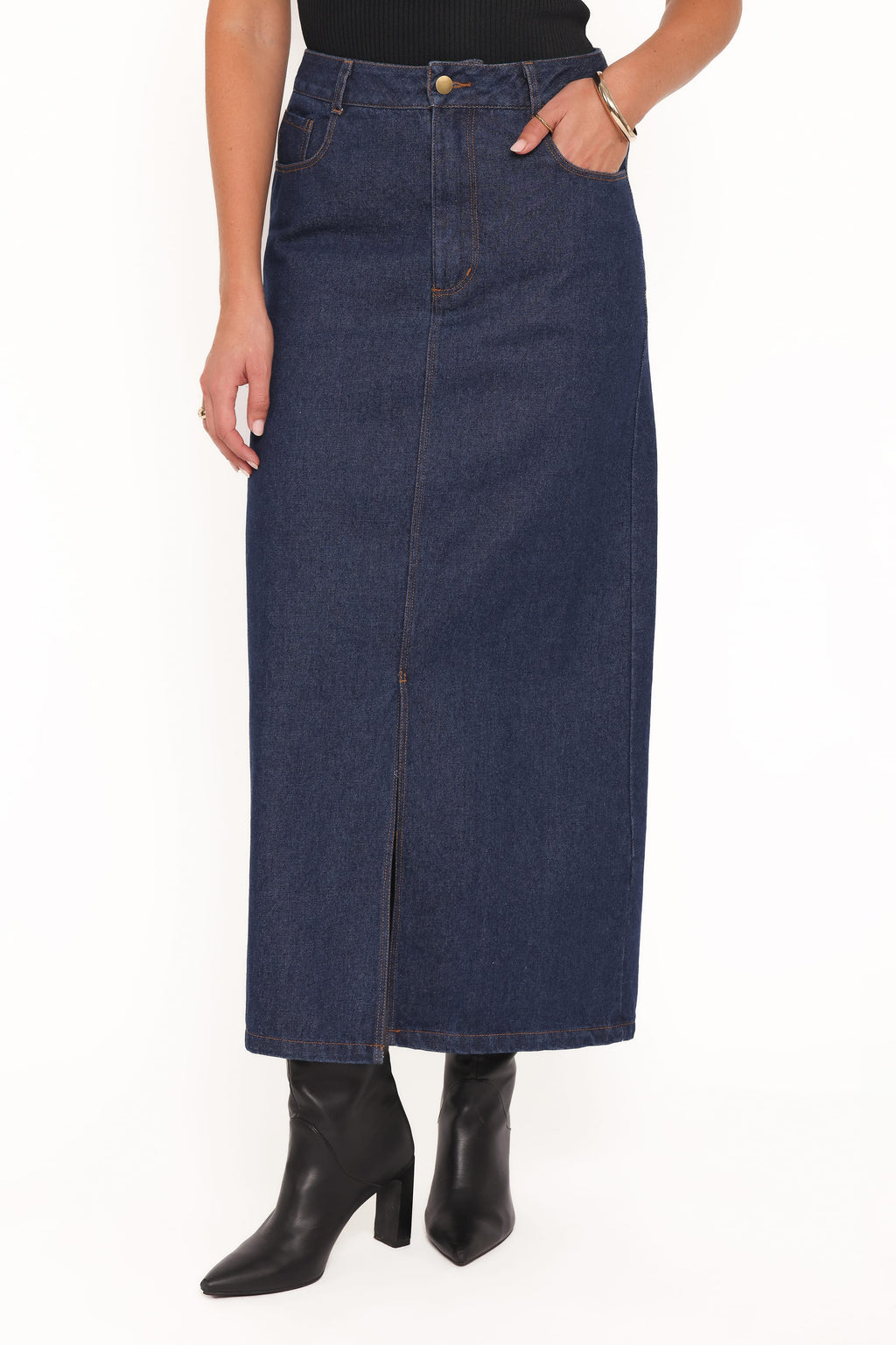 Dana Denim Midi Skirt - Midnight