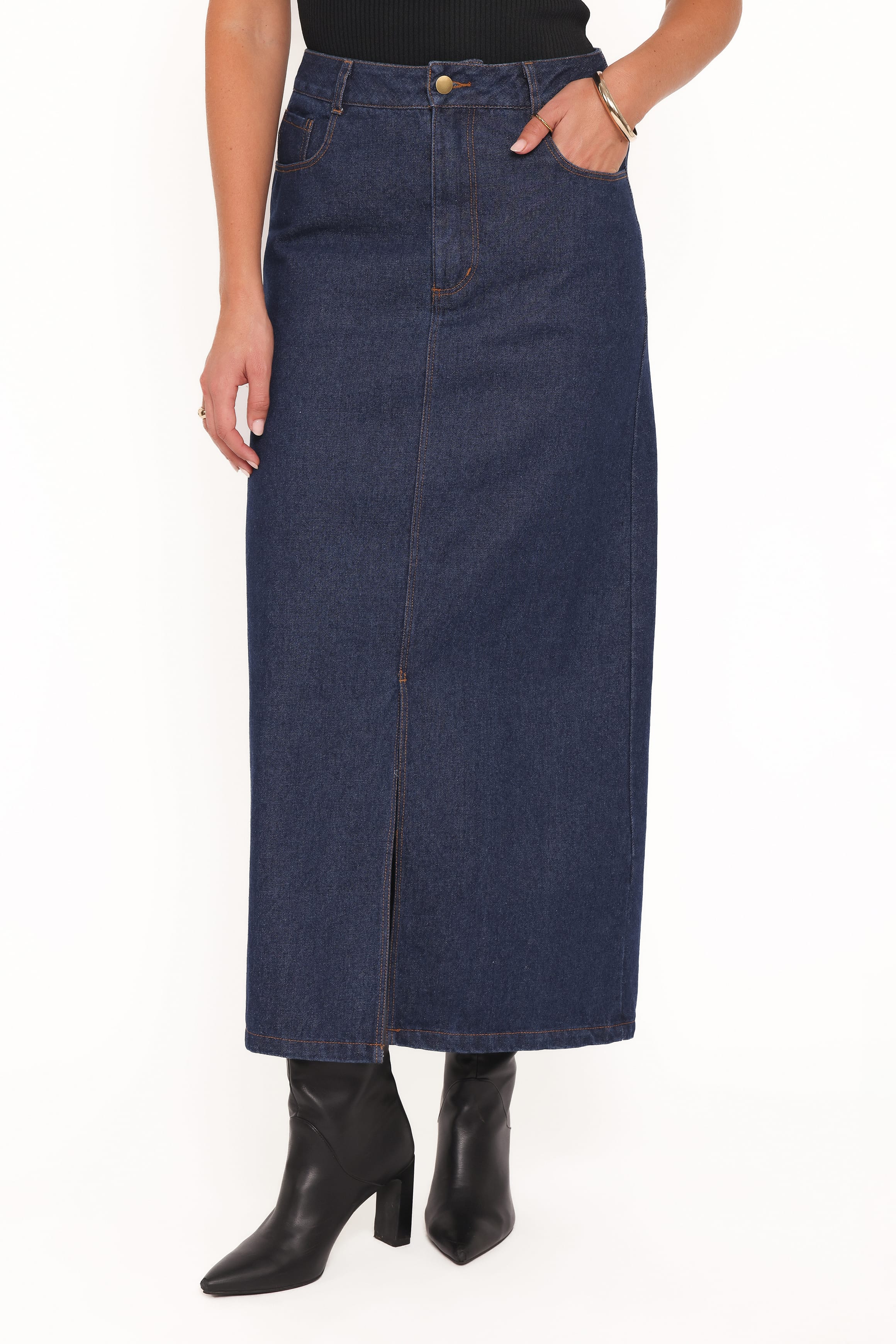 Dana Denim Midi Skirt - Midnight