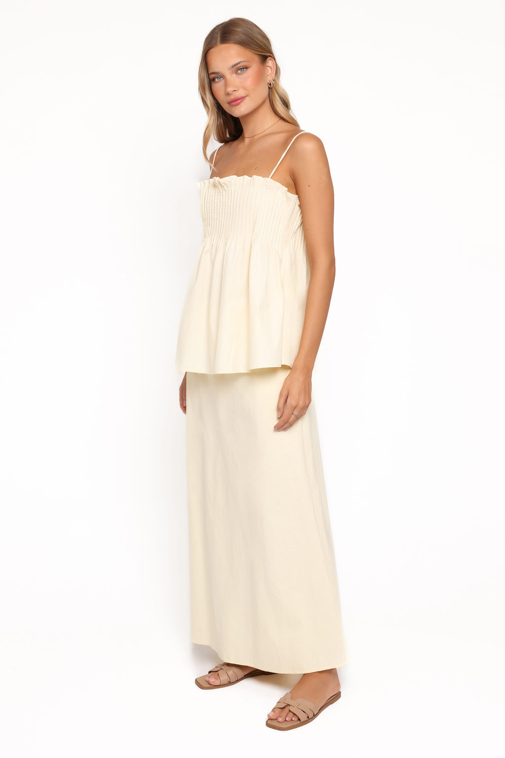 Elena Cotton Maxi Skirt - Butter Yellow