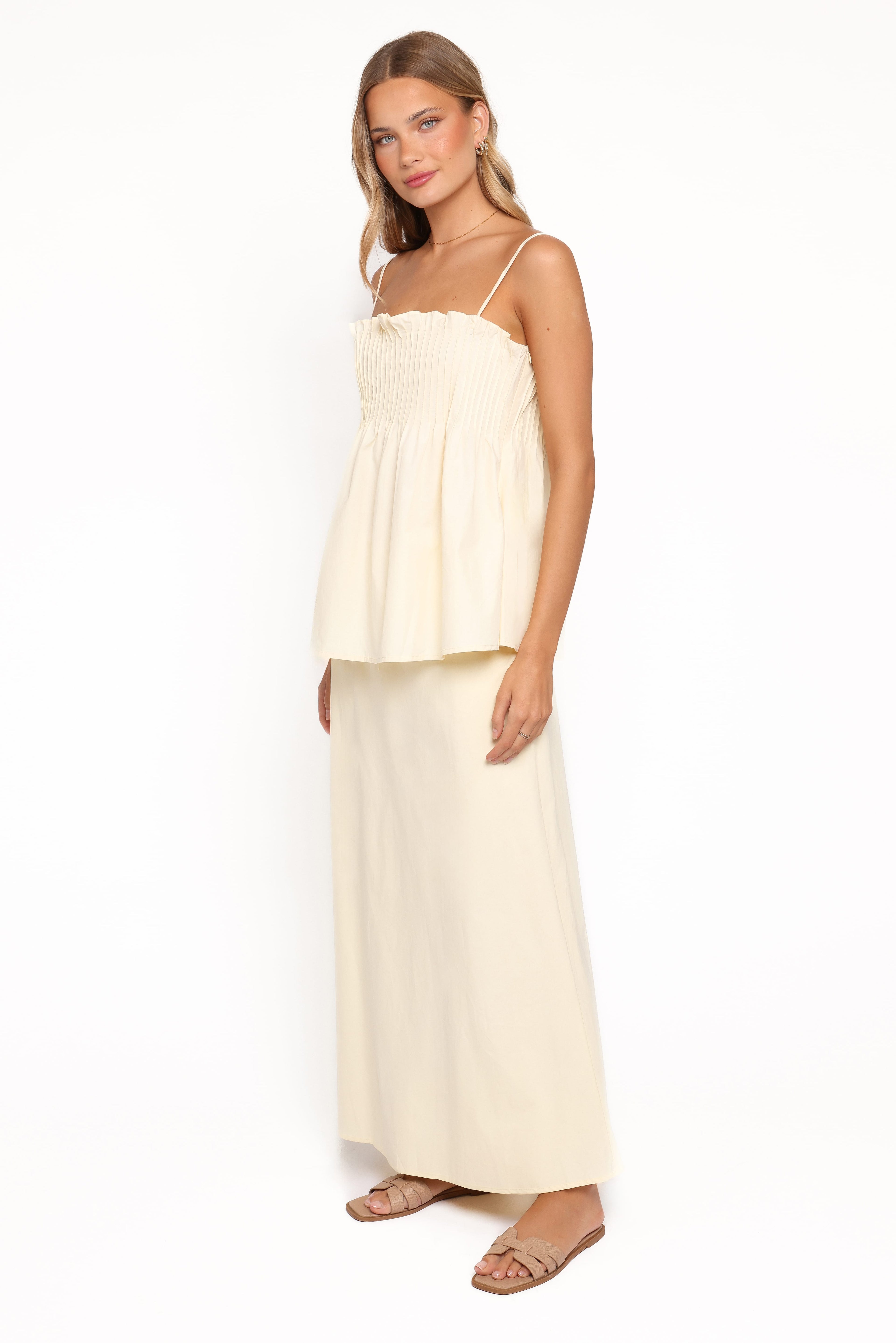 Elena Cotton Maxi Skirt - Butter Yellow