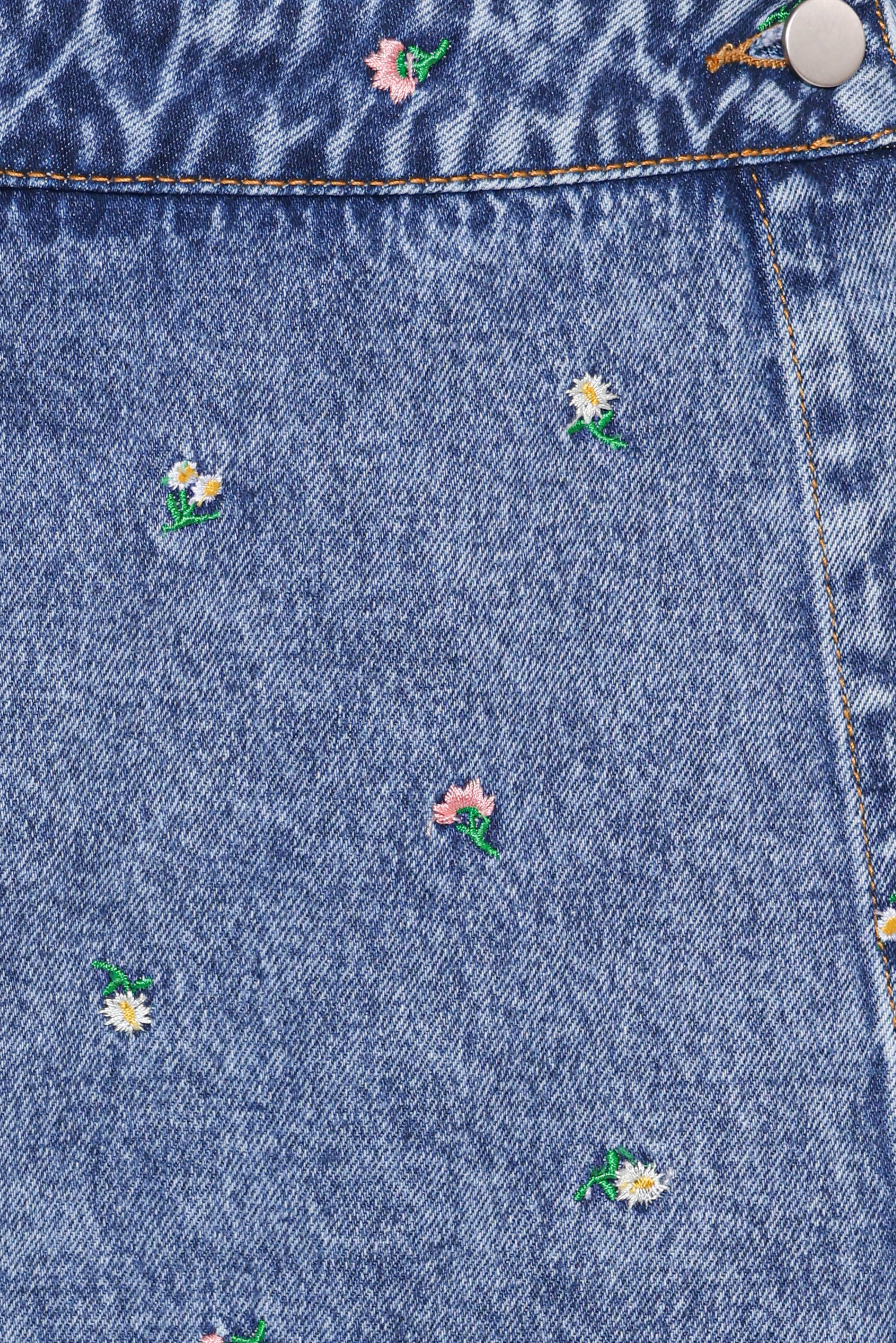 Evanna Denim Skort - Embroidery Medium Wash