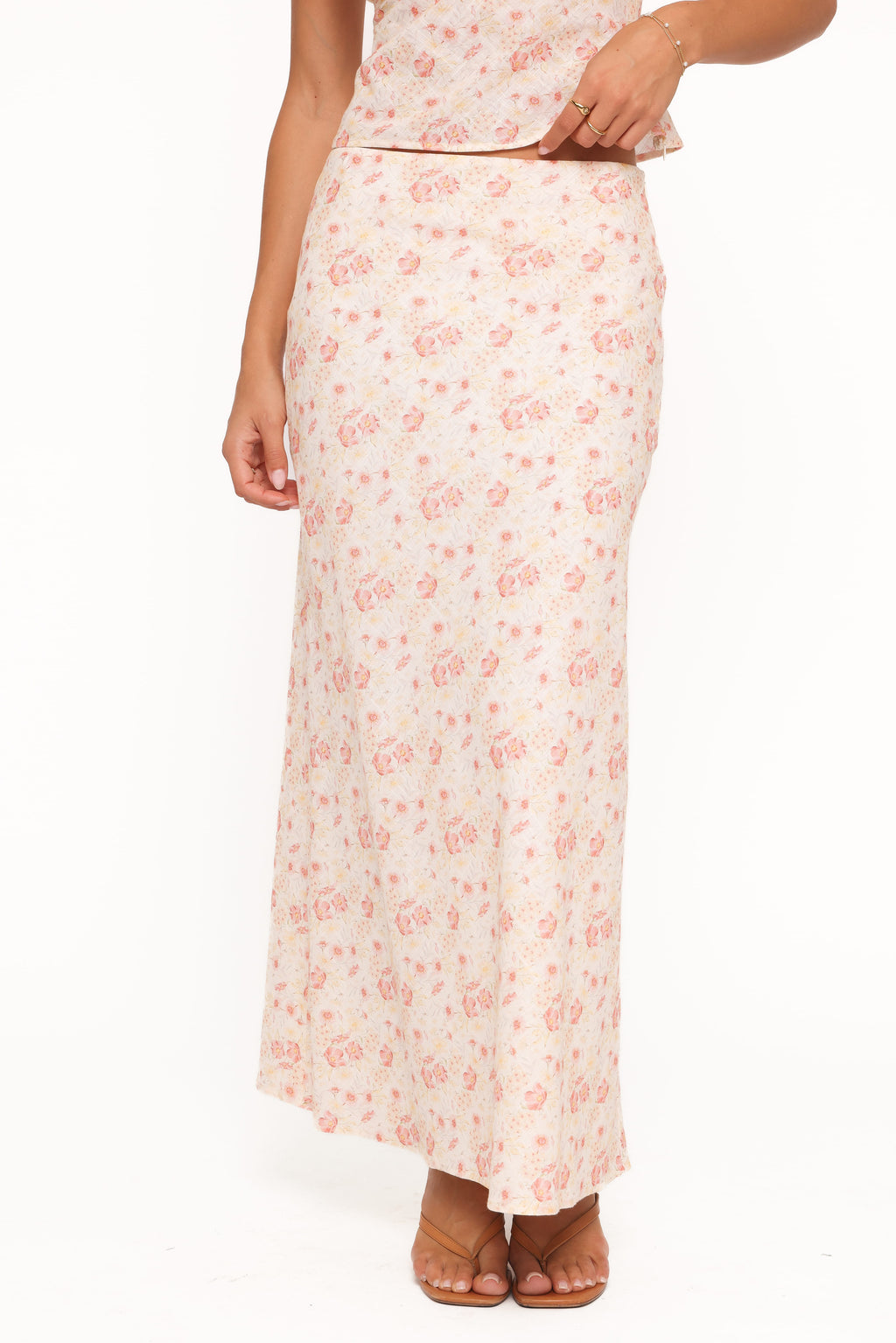 Giarda Maxi Skirt - Peach Ditsy Floral