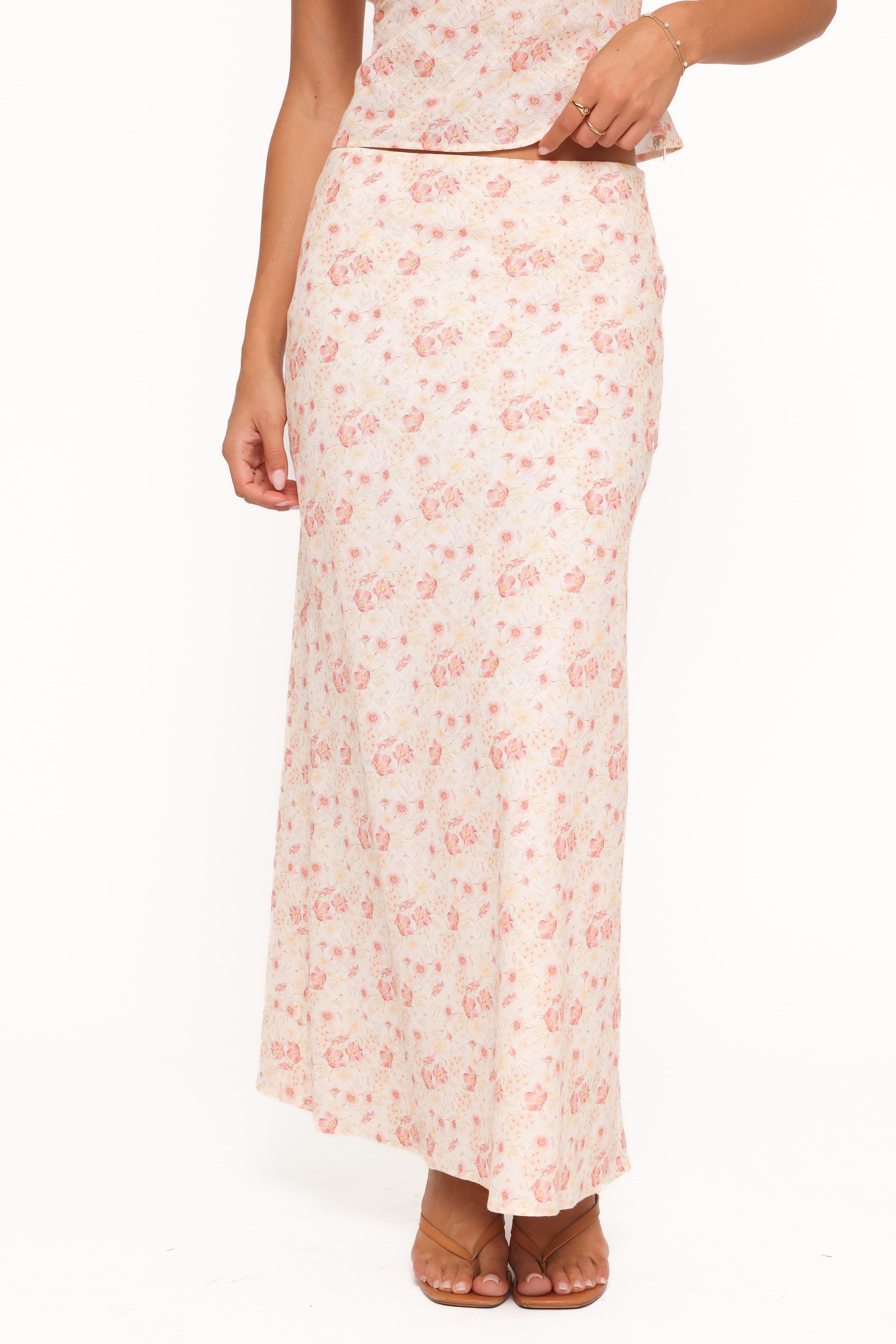 Giarda Maxi Skirt - Peach Ditsy Floral