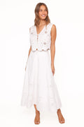 Kye Midi Skirt - White Broderie