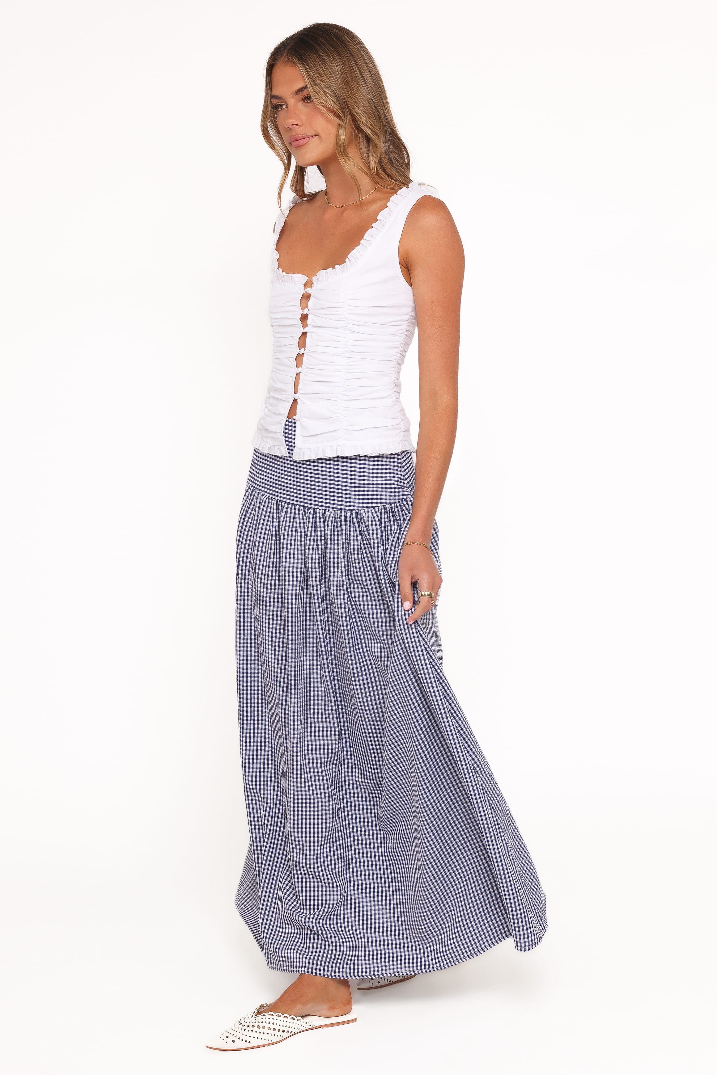 Laurita Maxi Skirt - Navy Gingham