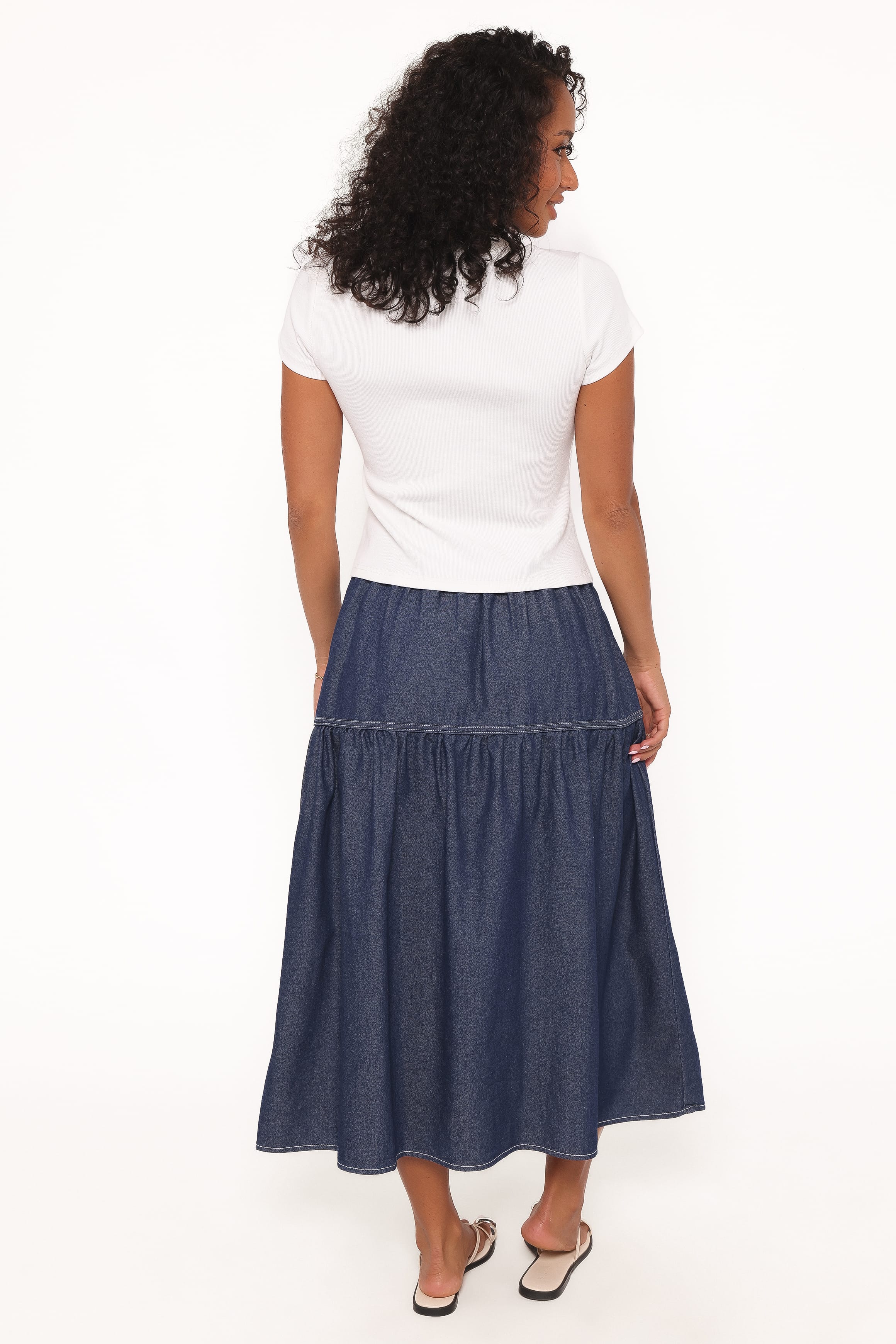 Meadow Midi Denim Skirt - Dark Wash