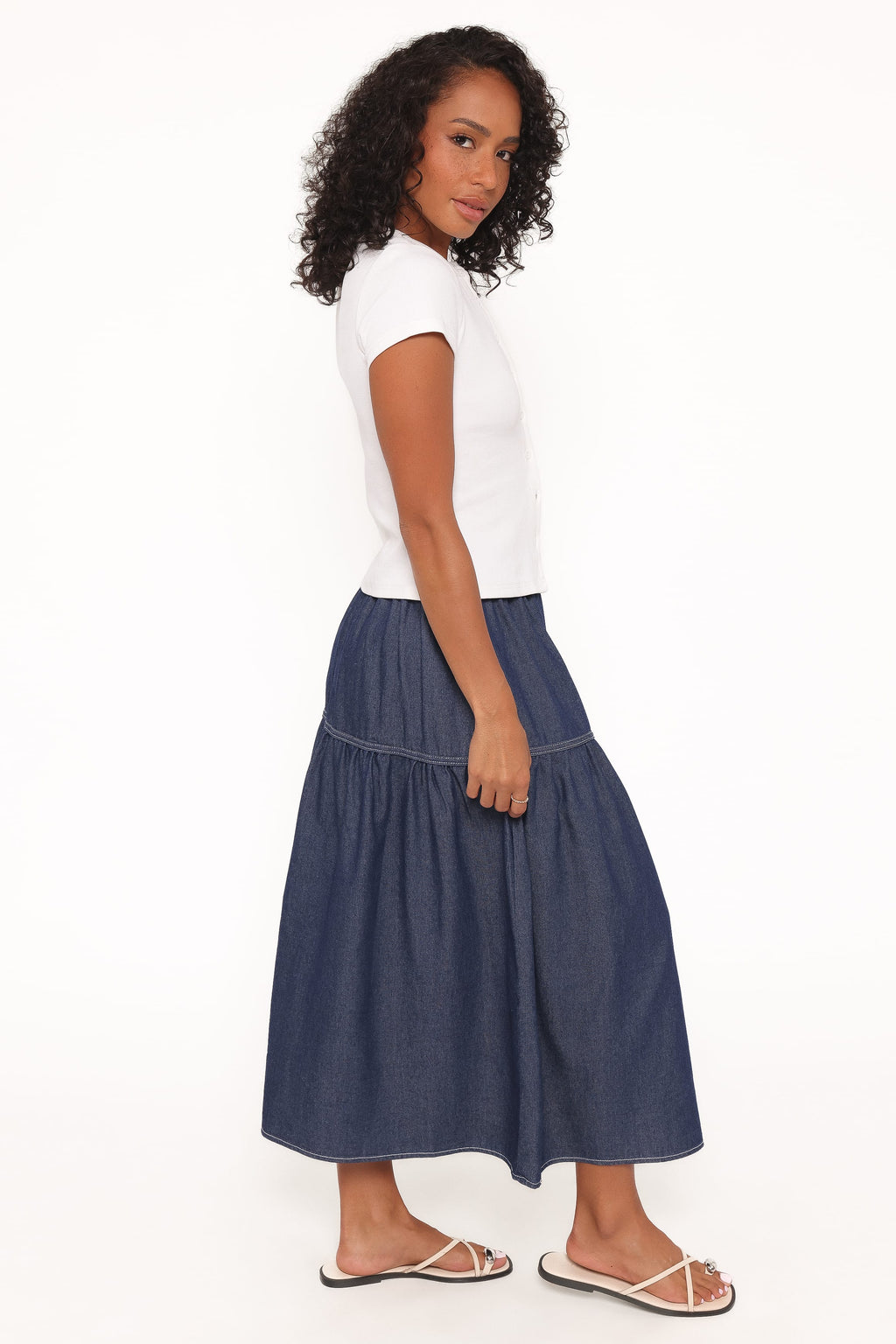 Meadow Midi Denim Skirt - Dark Wash