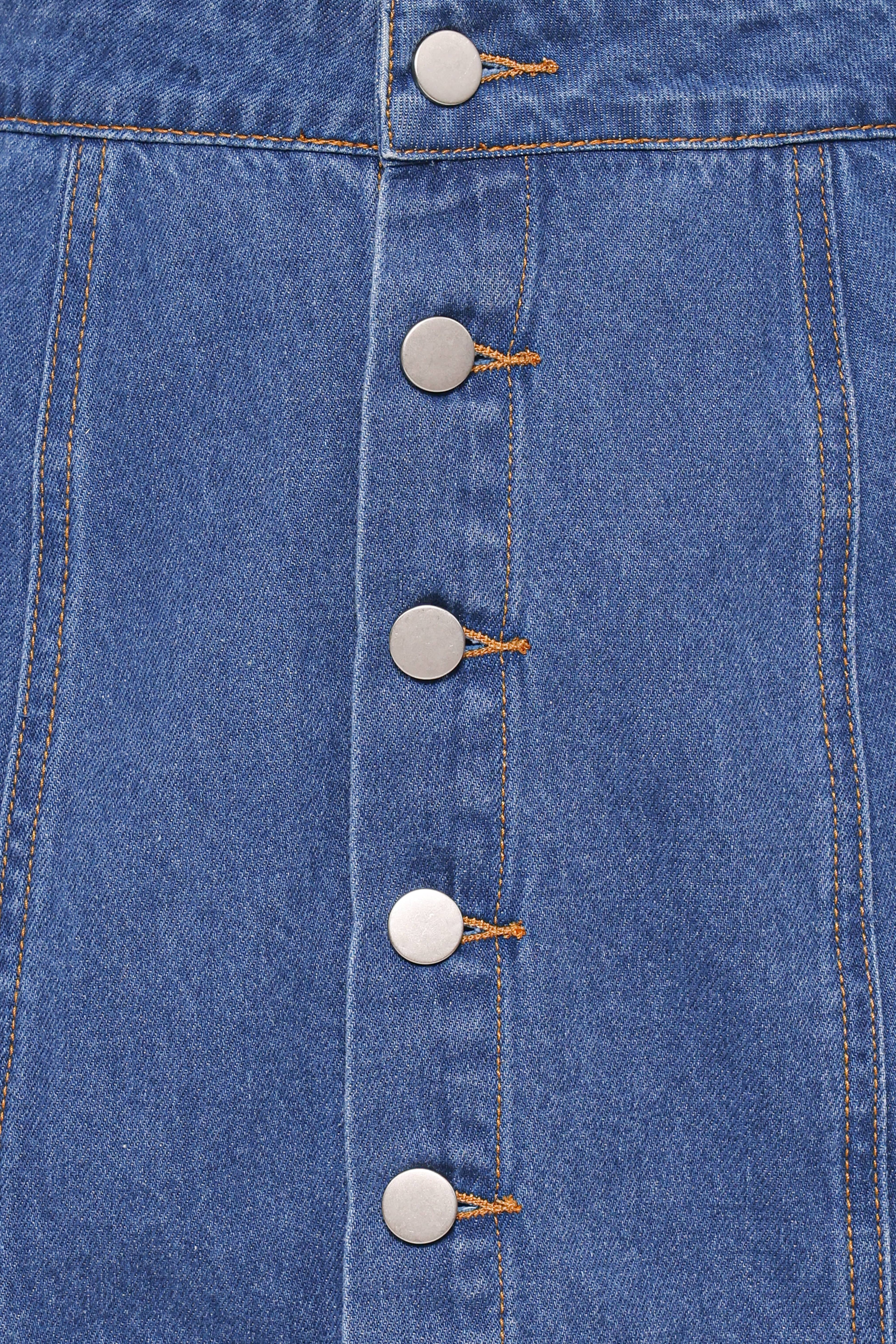 Sara Button Front Denim Mini Skirt - Dark Wash