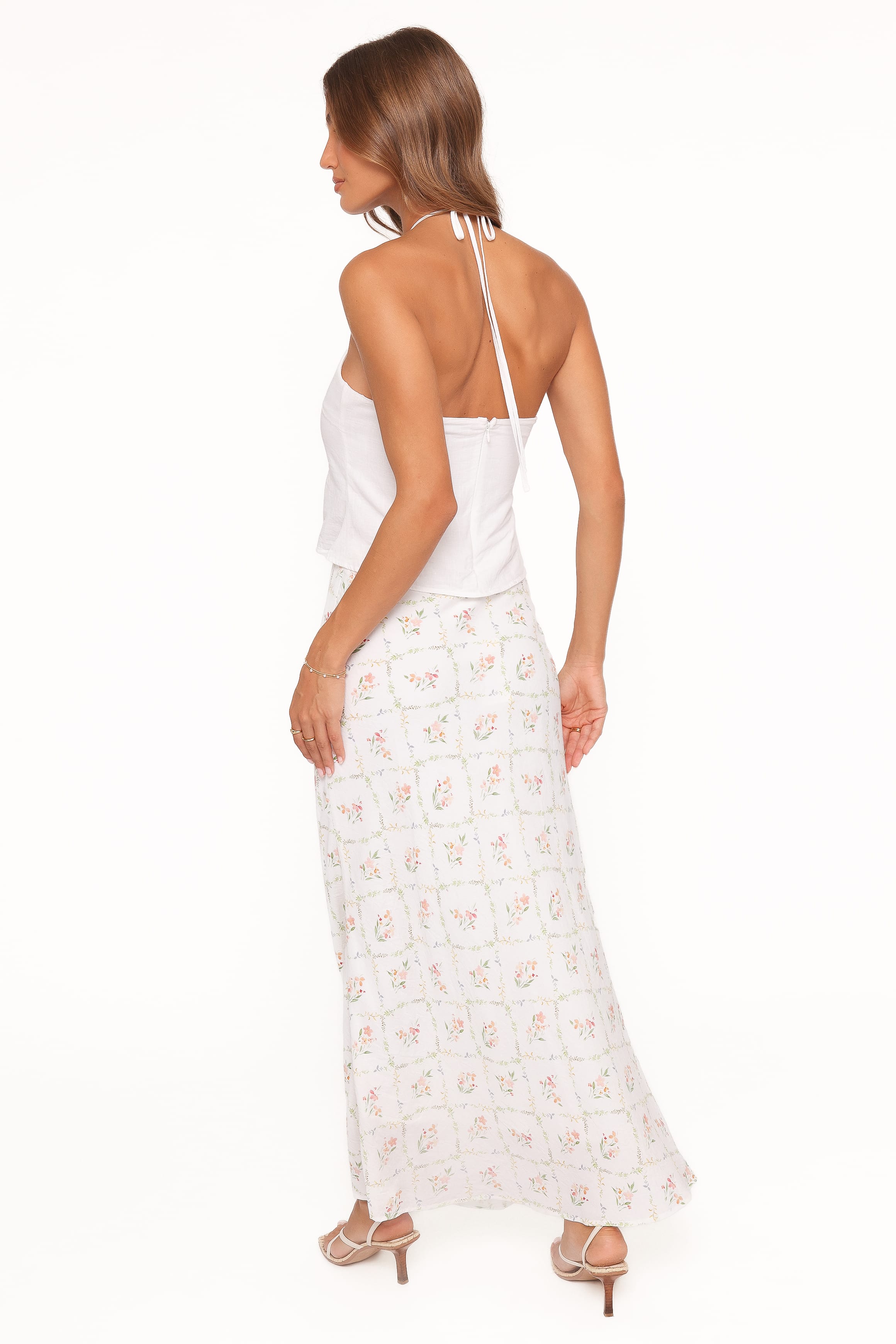 Steele Bias Maxi Skirt - White Vintage Floral