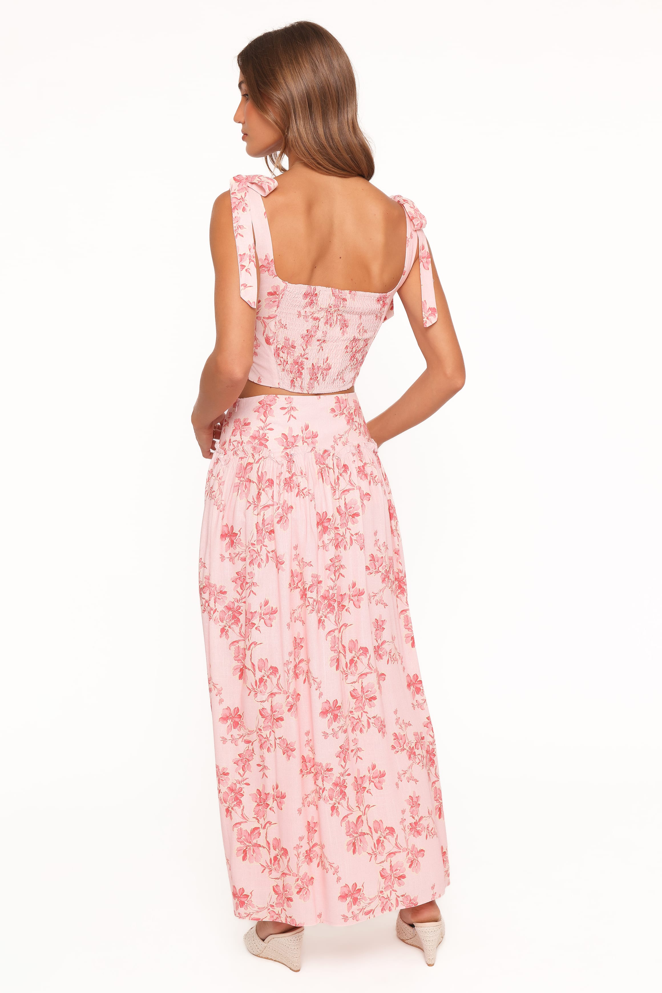 Tyler Drop Waist Maxi Skirt - Rose Pink Floral