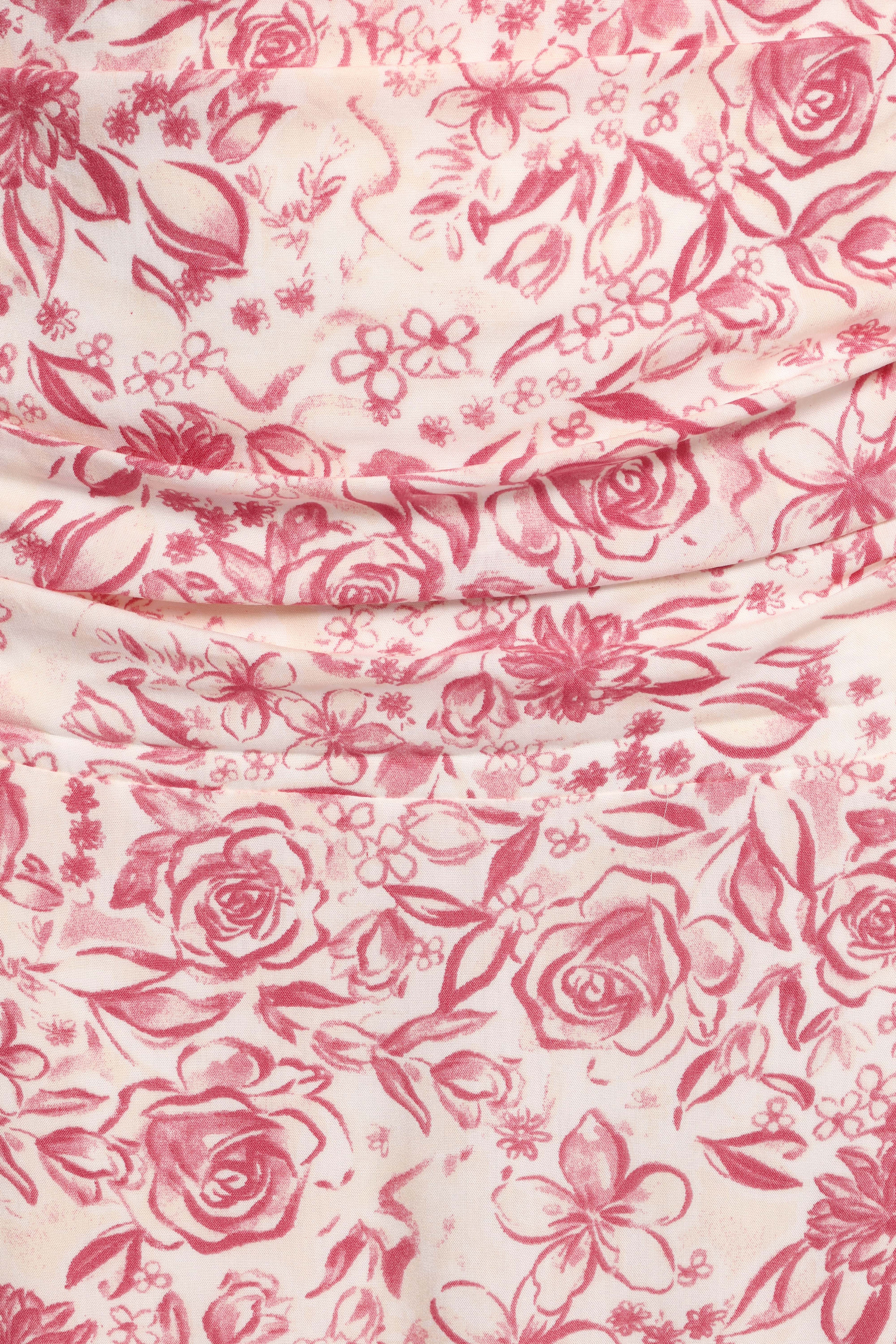 Velda Ruched Maxi Skirt - Pink Floral