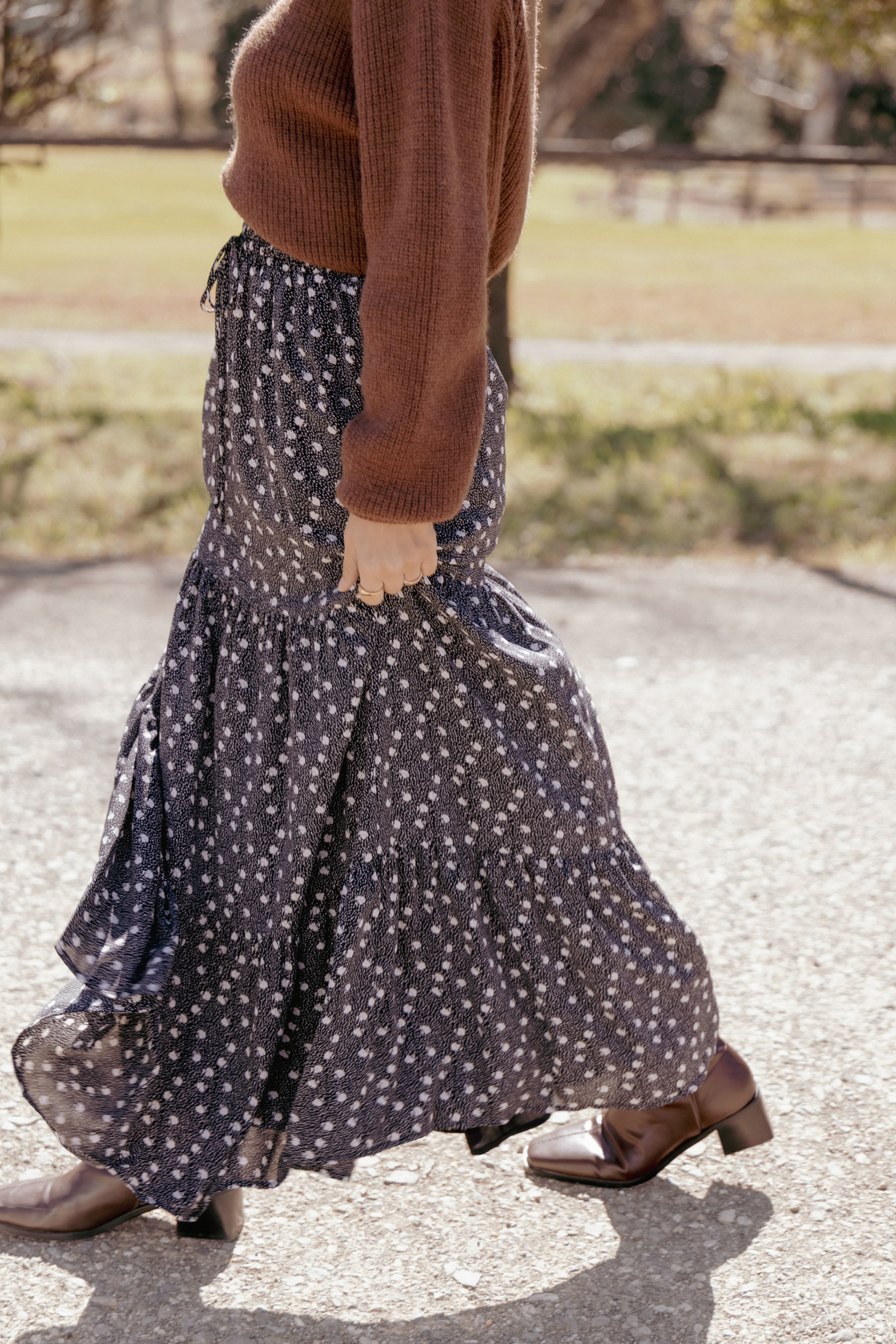 Vincent Tier Maxi Skirt - Black Floral