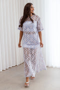 Yonder Sheer Panel Lace Maxi Skirt - Purple