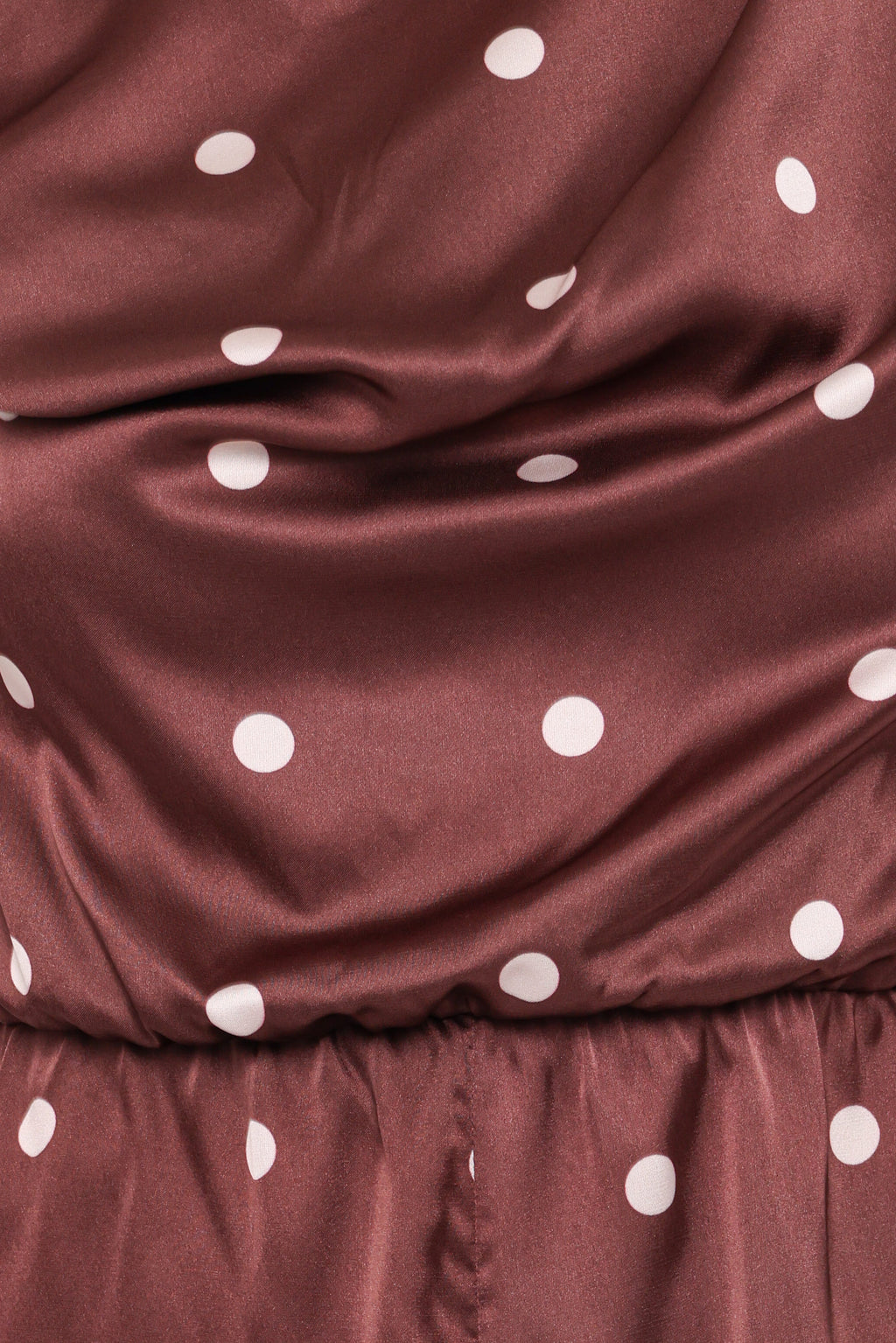 Cassidy One Shoulder Romper - Brown Polka Dot