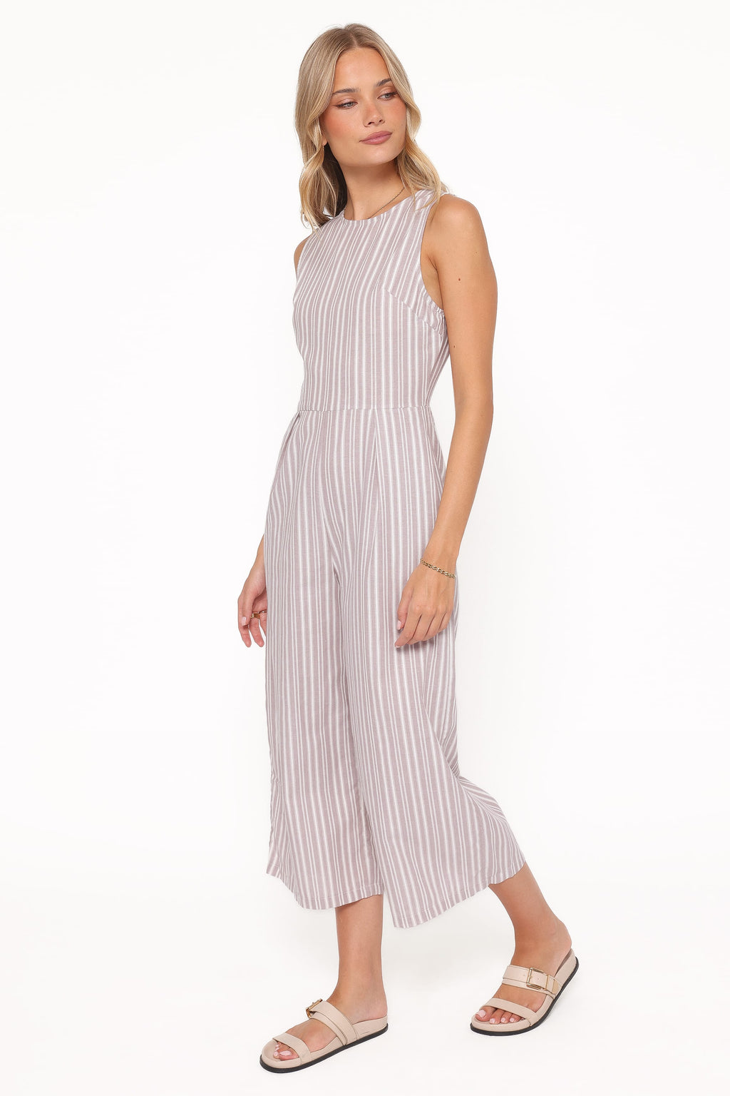 Ester Jumpsuit - Beige/White Stripe