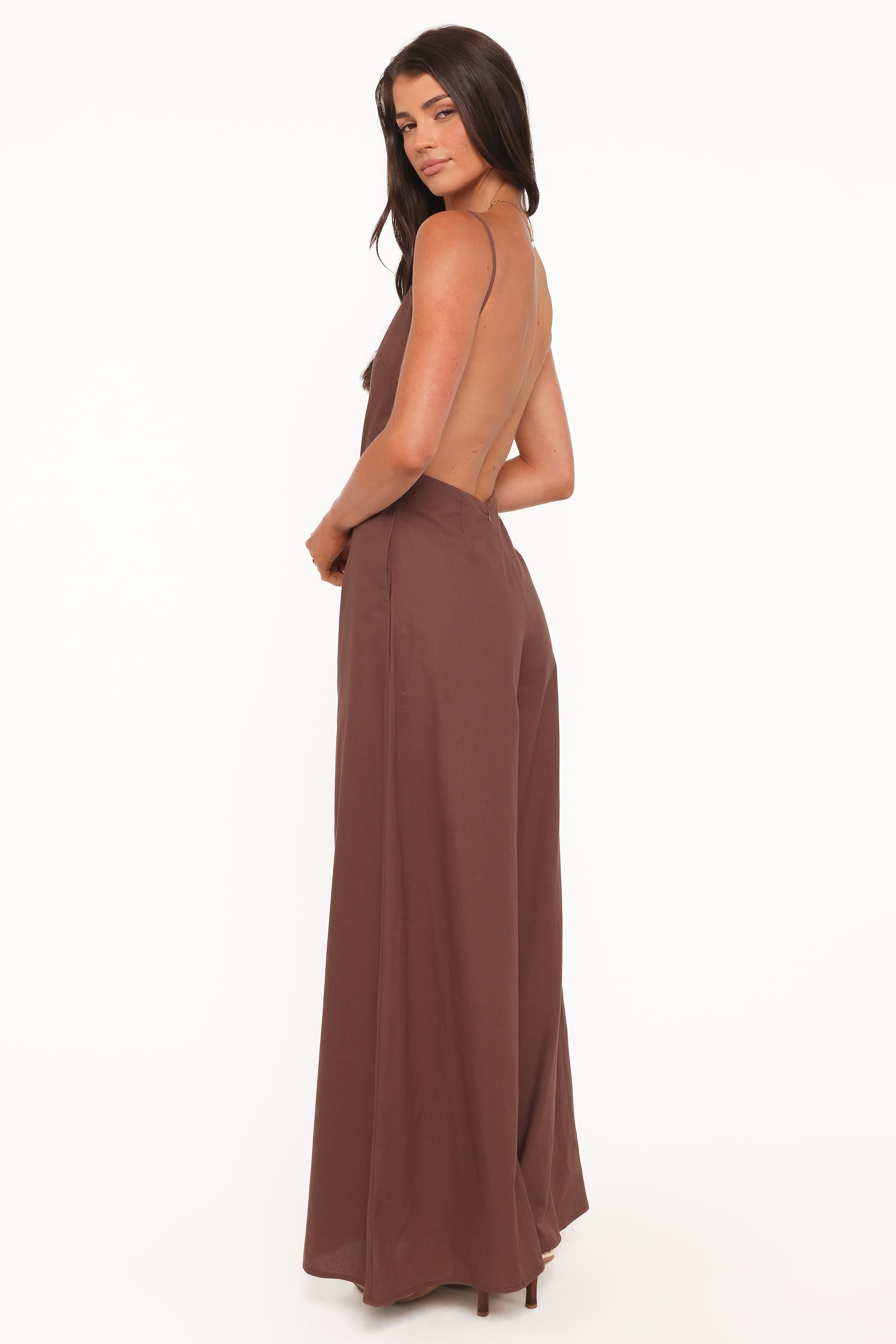 Ophilia Open Back Jumpsuit - Dark Brown