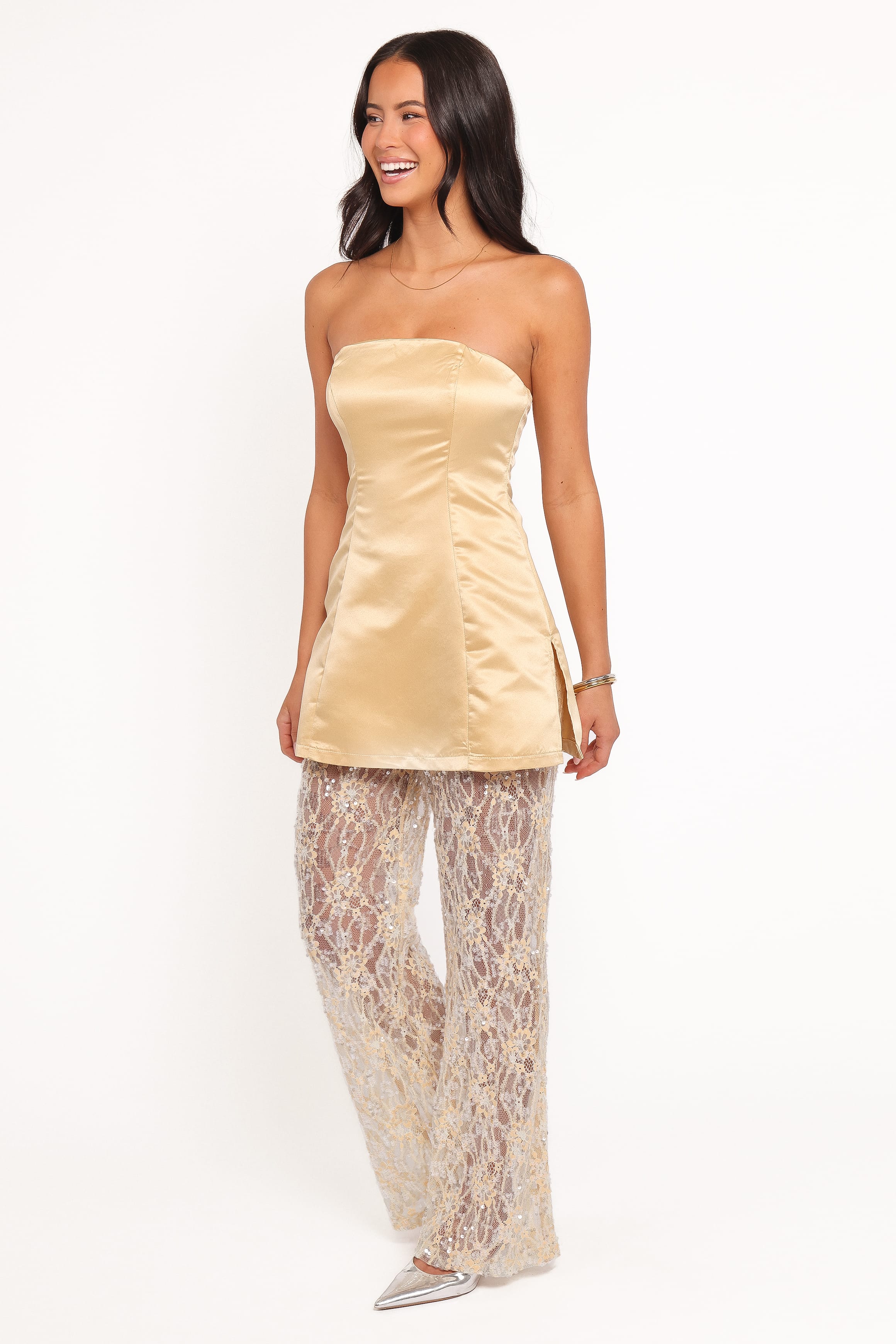 Oxley Strapless Jumpsuit - Mango Sequin