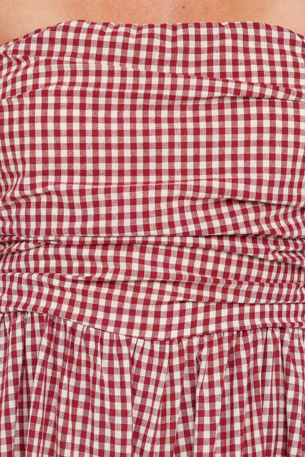 Paige Strapless Jumpsuit - Red Gingham