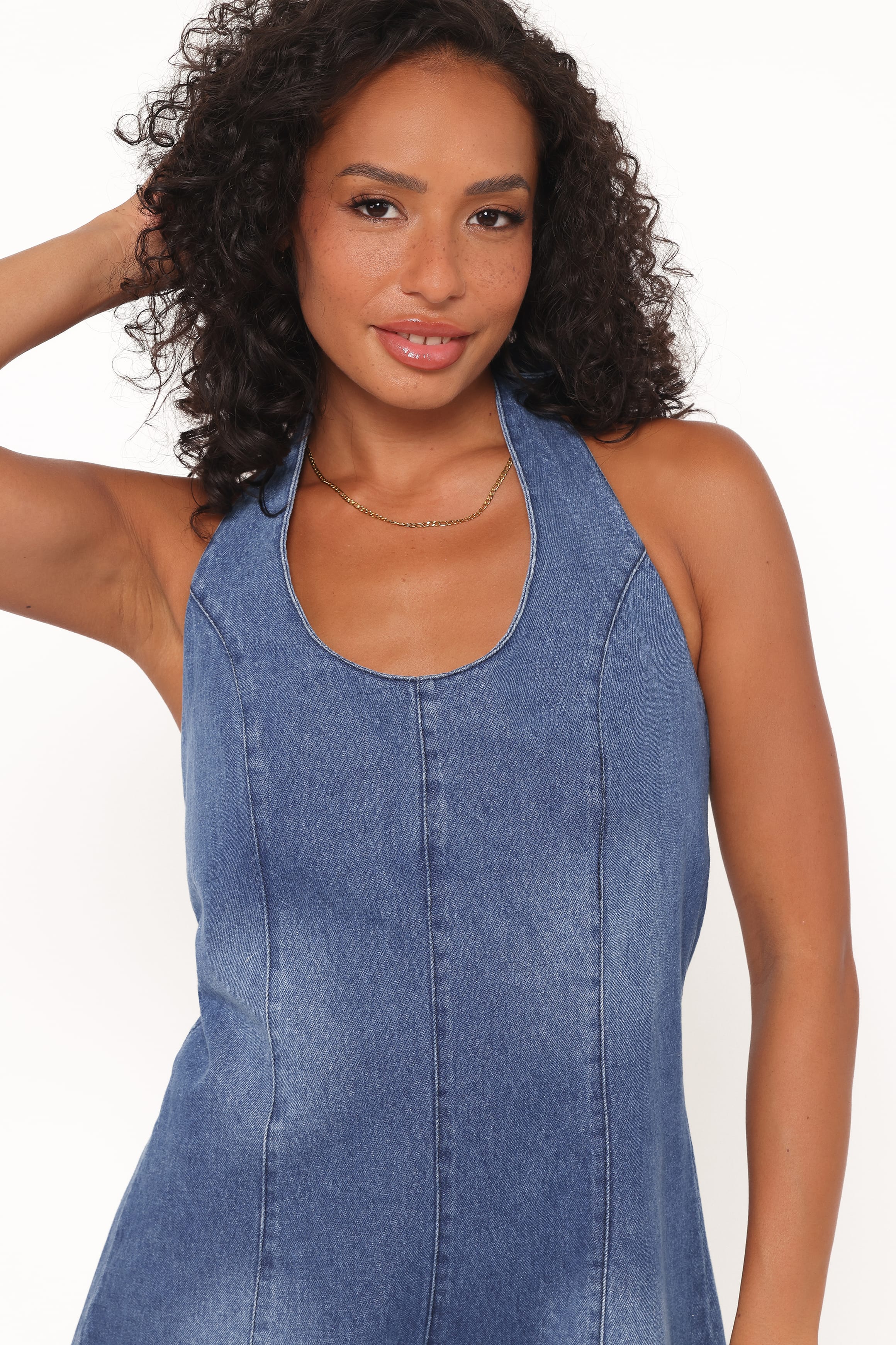 Paityn Denim Romper - Dark Wash