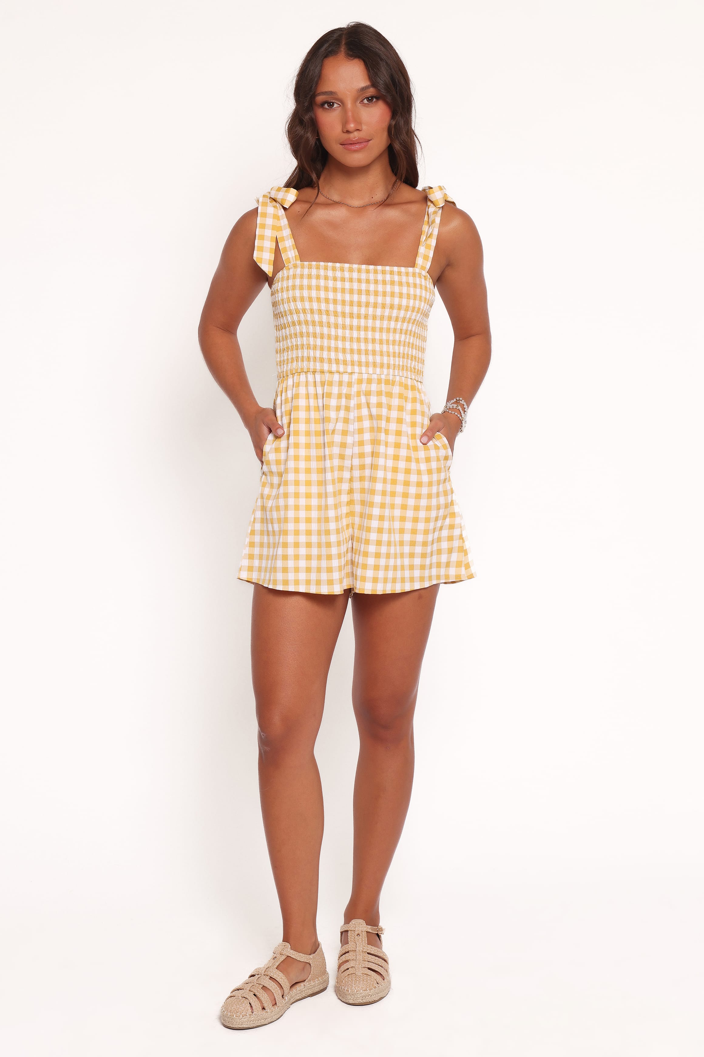 Simo Romper - Yellow Gingham
