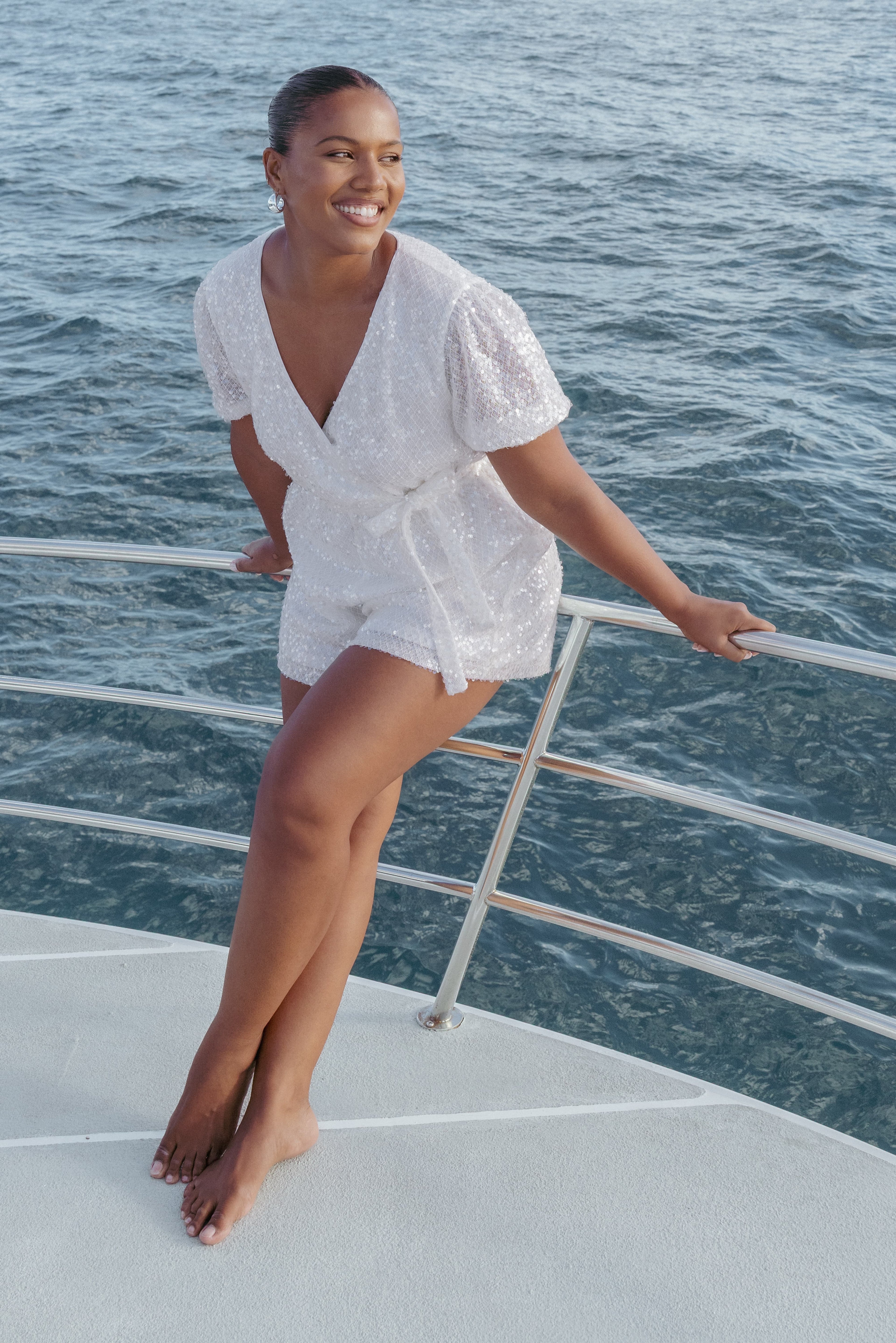 Varity Puff Sleeve Romper - White