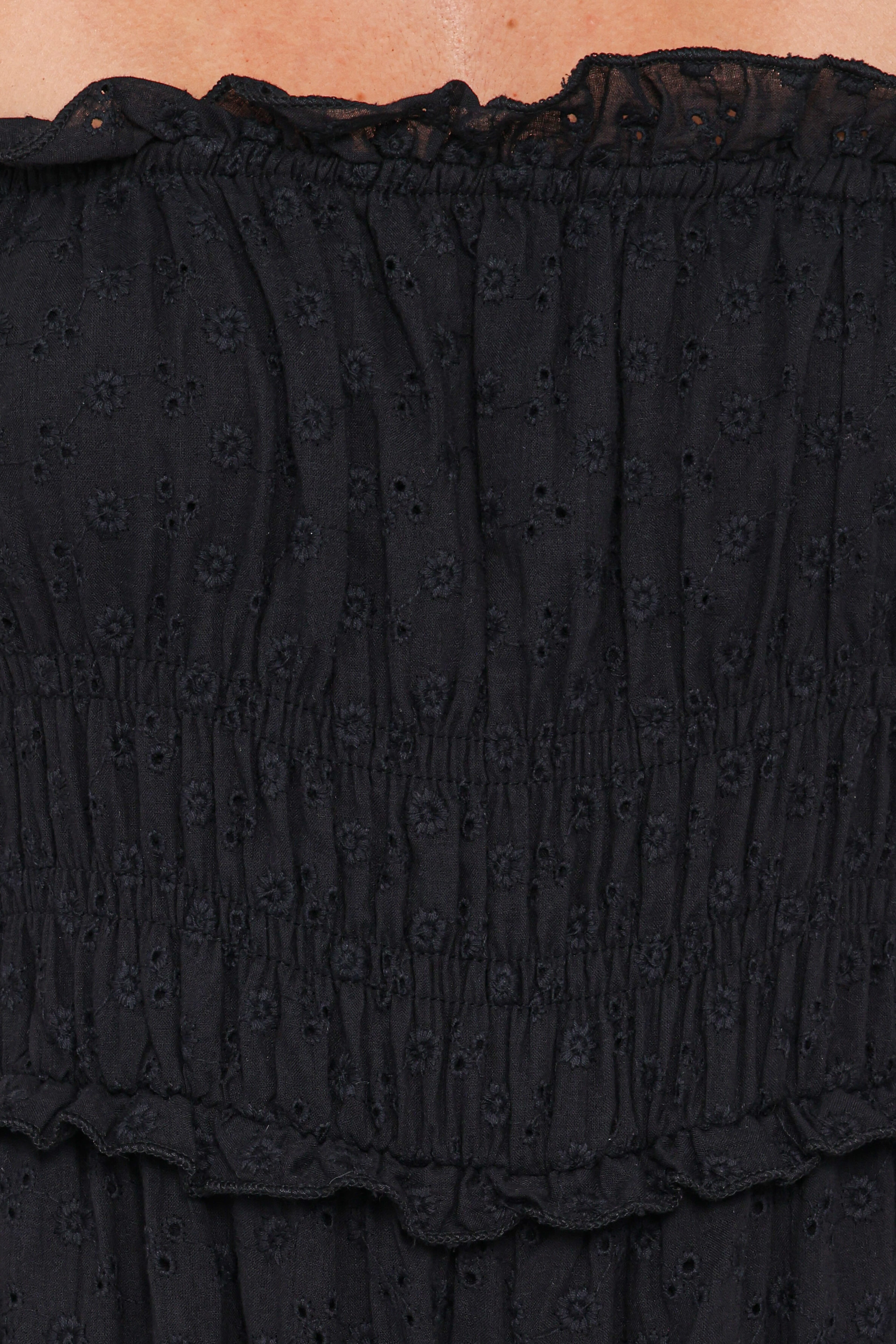Yulissa Strapless Jumpsuit - Black Broderie