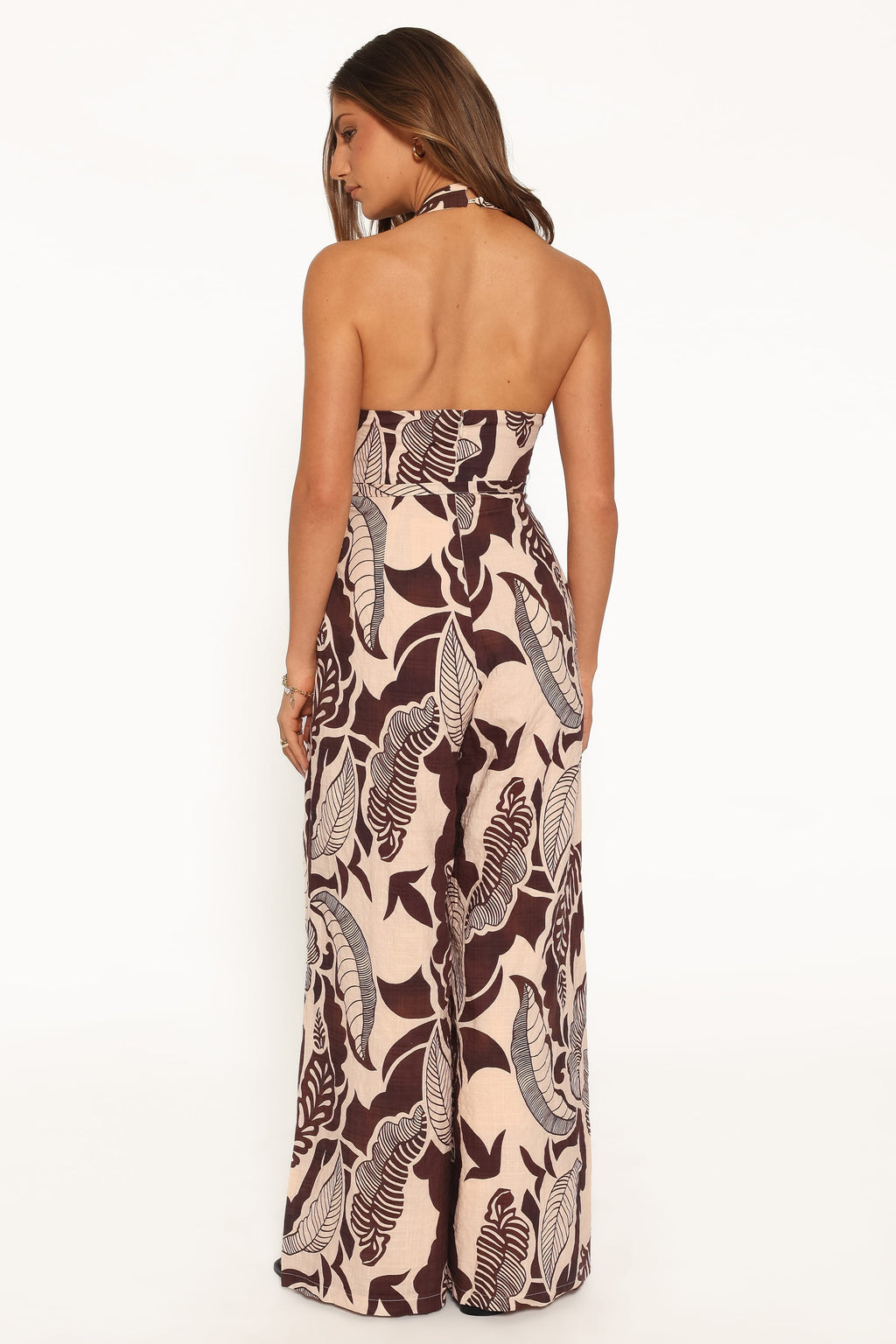Kehlani Halterneck Jumpsuit - Brown Floral